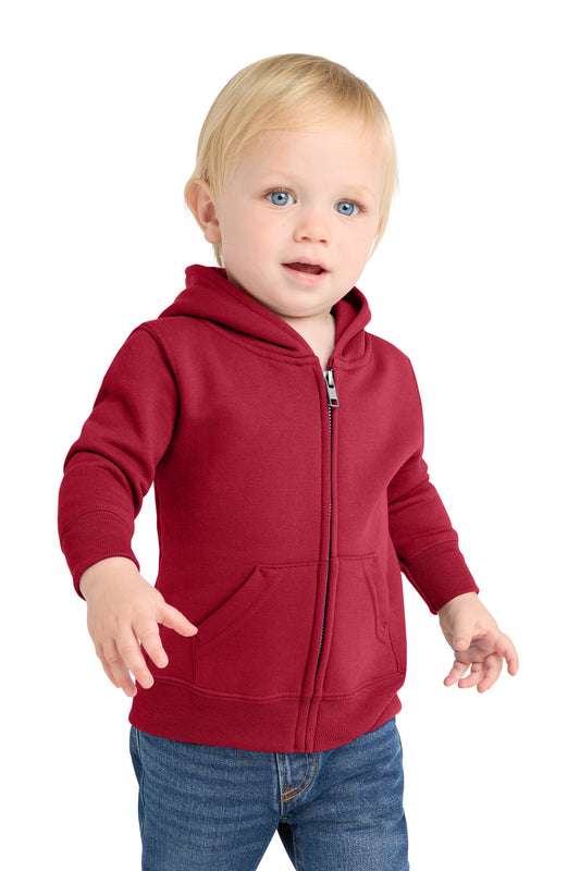 Port & Co Infant Core Fleece Full-Zip Hooded Sweatshirt. CAR78IZH in Red
