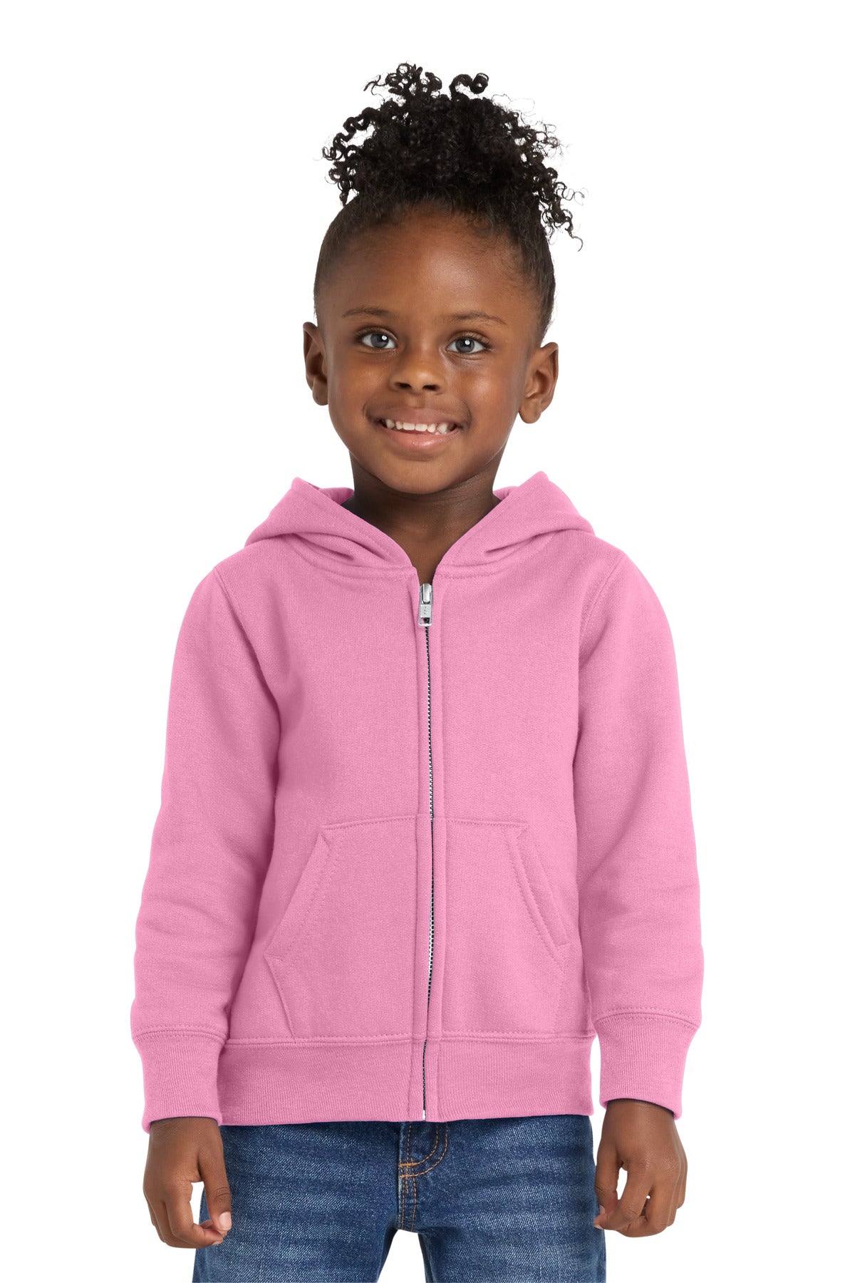 Port & Co Toddler Core Fleece Full-Zip Hooded Sweatshirt. CAR78TZH in Candy Pink