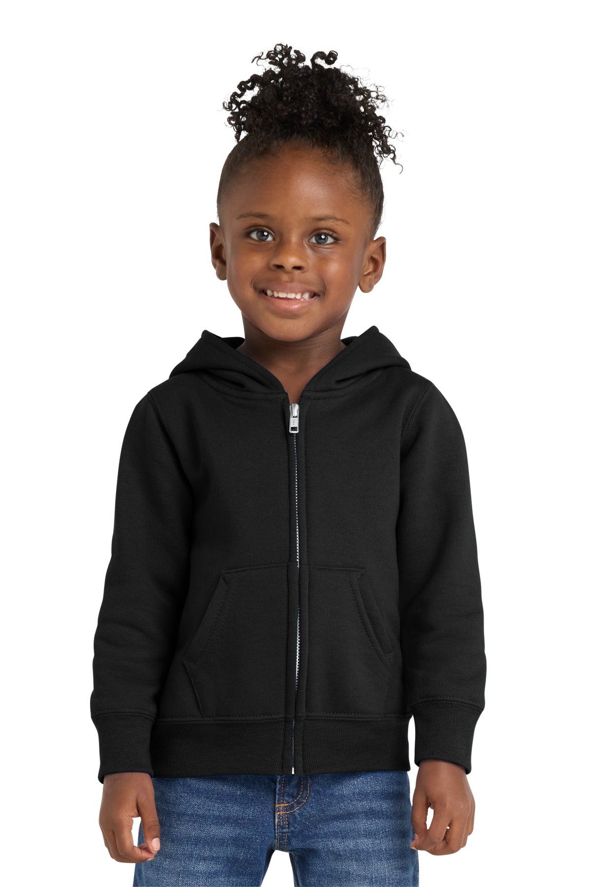 Port & Co Toddler Core Fleece Full-Zip Hooded Sweatshirt. CAR78TZH in Jet Black