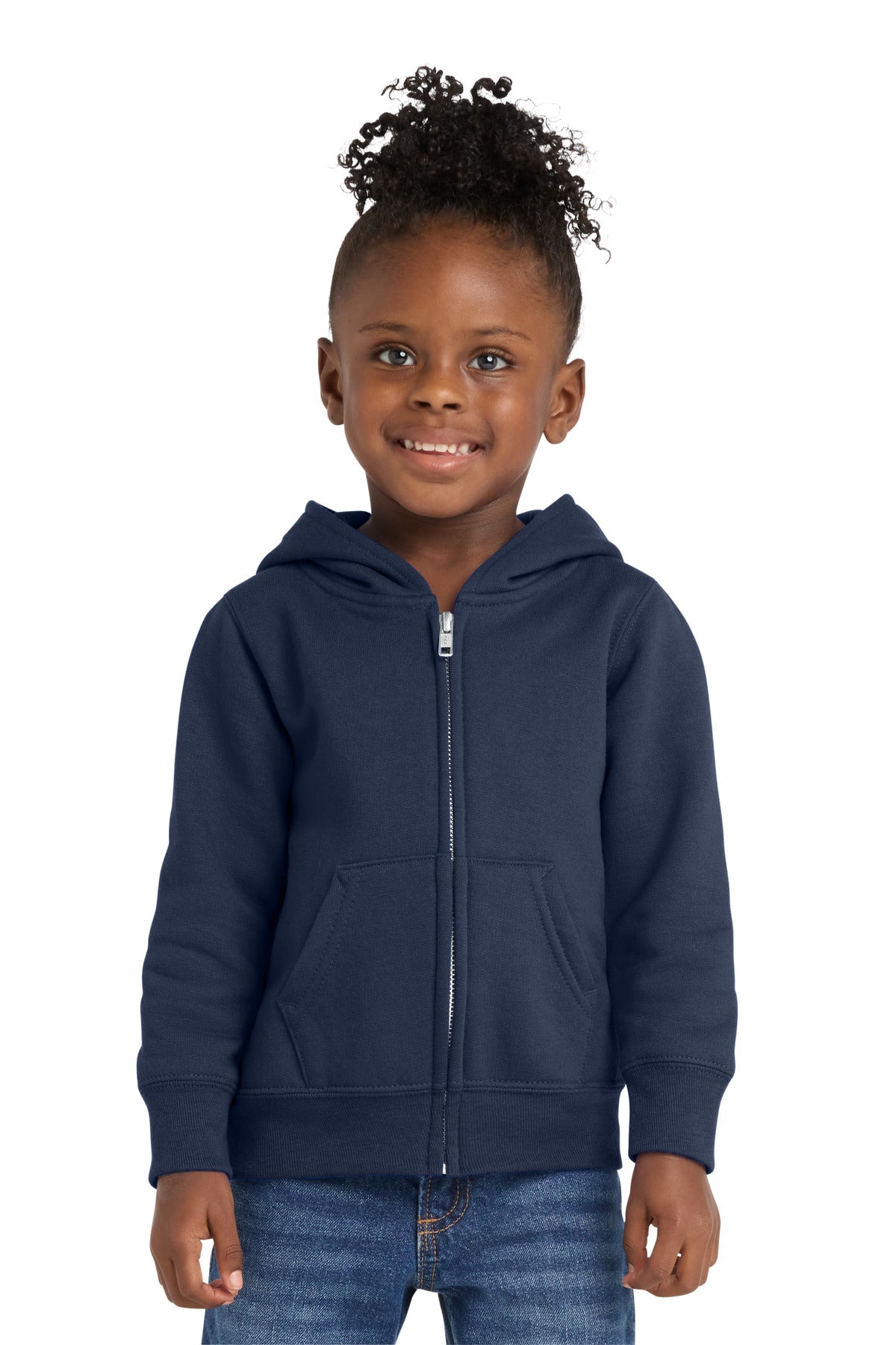 Port & Co Toddler Core Fleece Full-Zip Hooded Sweatshirt. CAR78TZH in Navy