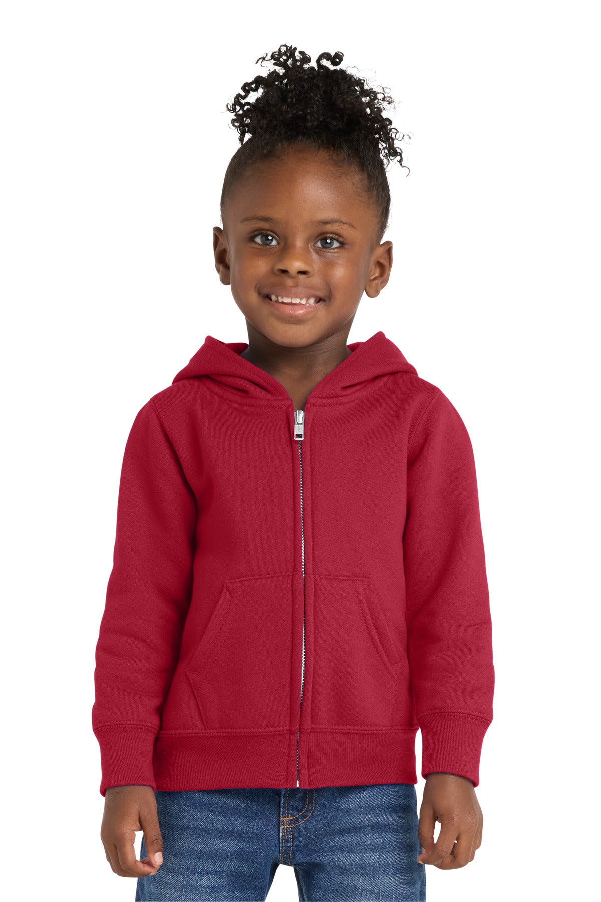 Port & Co Toddler Core Fleece Full-Zip Hooded Sweatshirt. CAR78TZH in Red