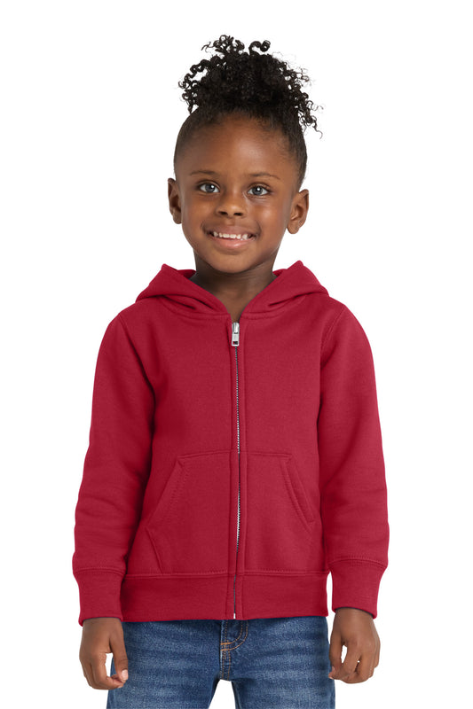 Port & Co Toddler Core Fleece Full-Zip Hooded Sweatshirt. CAR78TZH in Red