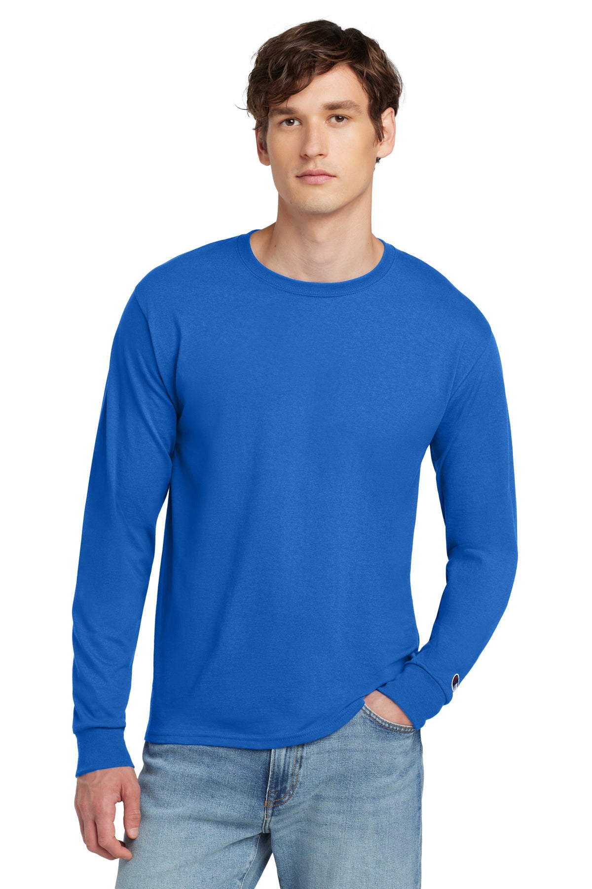 Champion Jersey Long Sleeve Tee CC8C in Athletic Royal