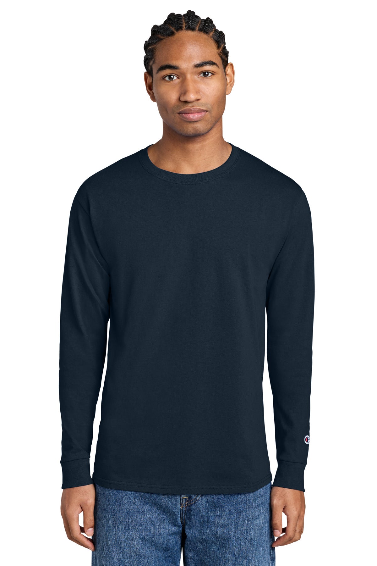 Champion Jersey Long Sleeve Tee CC8C in Navy
