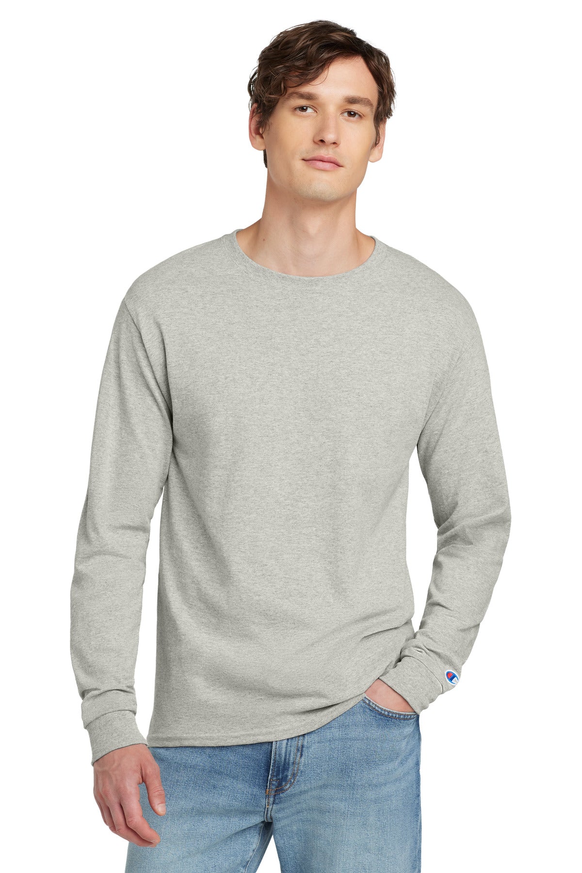 Champion Jersey Long Sleeve Tee CC8C in Oxford Grey