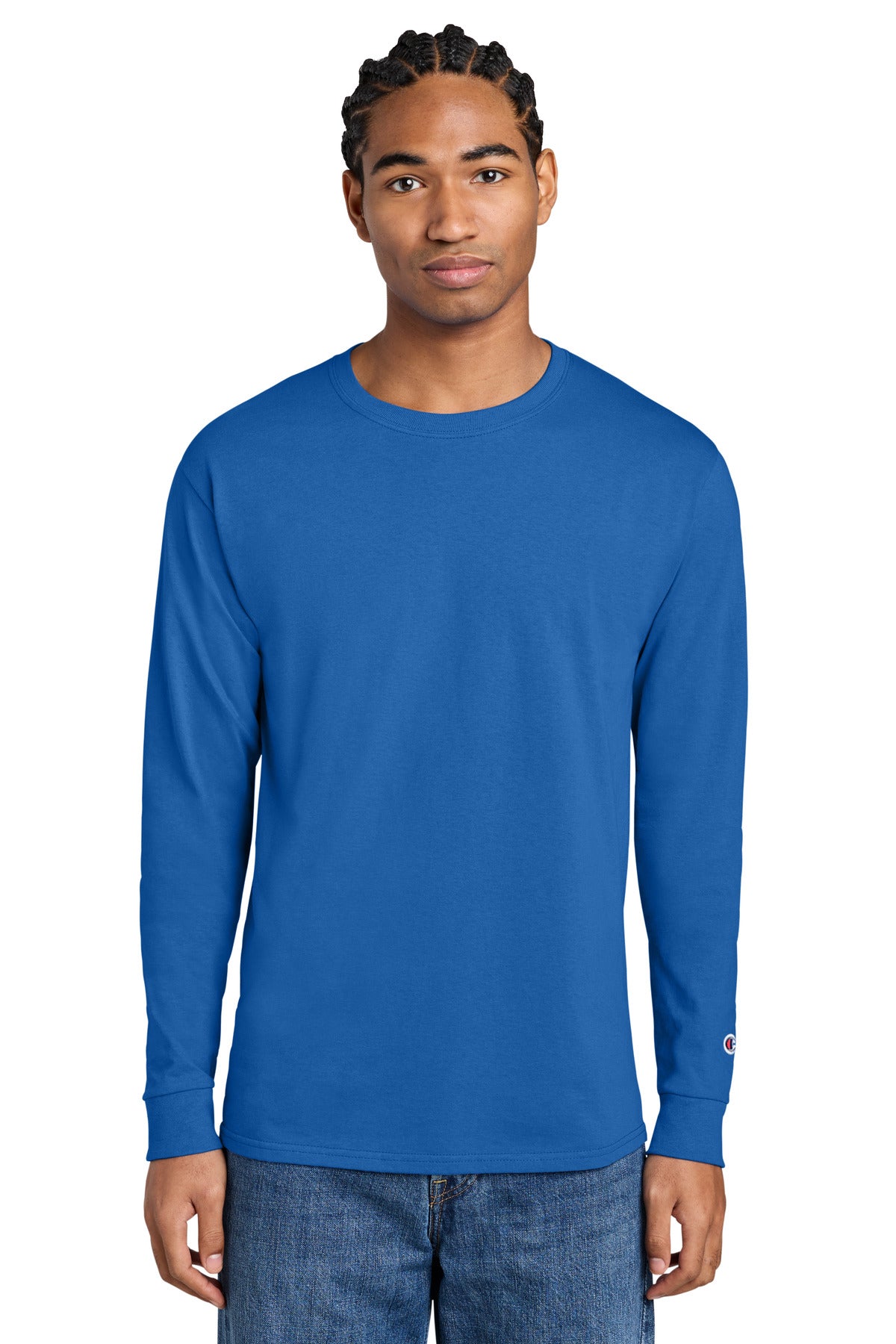 Champion Jersey Long Sleeve Tee CC8C in Royal Blue