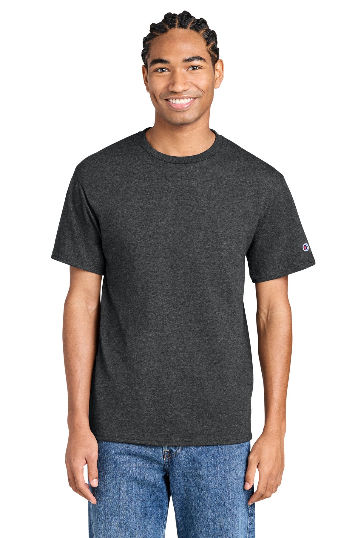 Champion Jersey Short Sleeve Tee CH1000 in Charcoal Heather