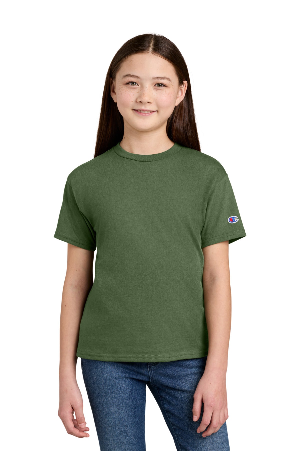 Champion Youth Jersey Short Sleeve Tee CH1081 in Fresh Olive