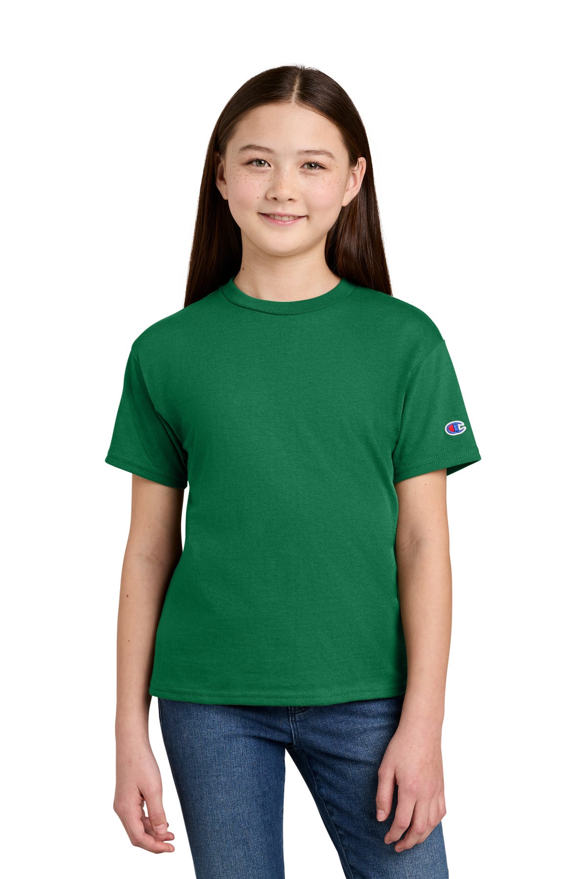 Champion Youth Jersey Short Sleeve Tee CH1081 in Kelly Green