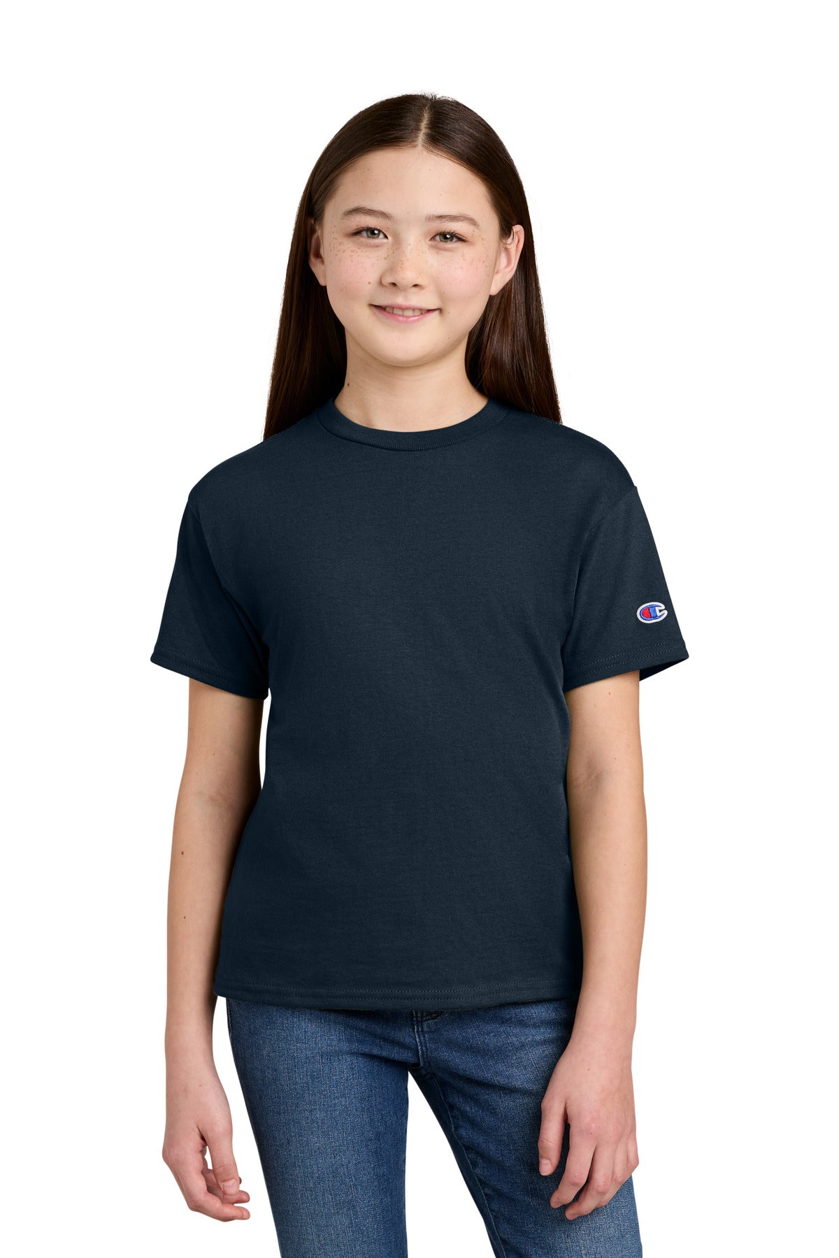 Champion Youth Jersey Short Sleeve Tee CH1081 in Navy