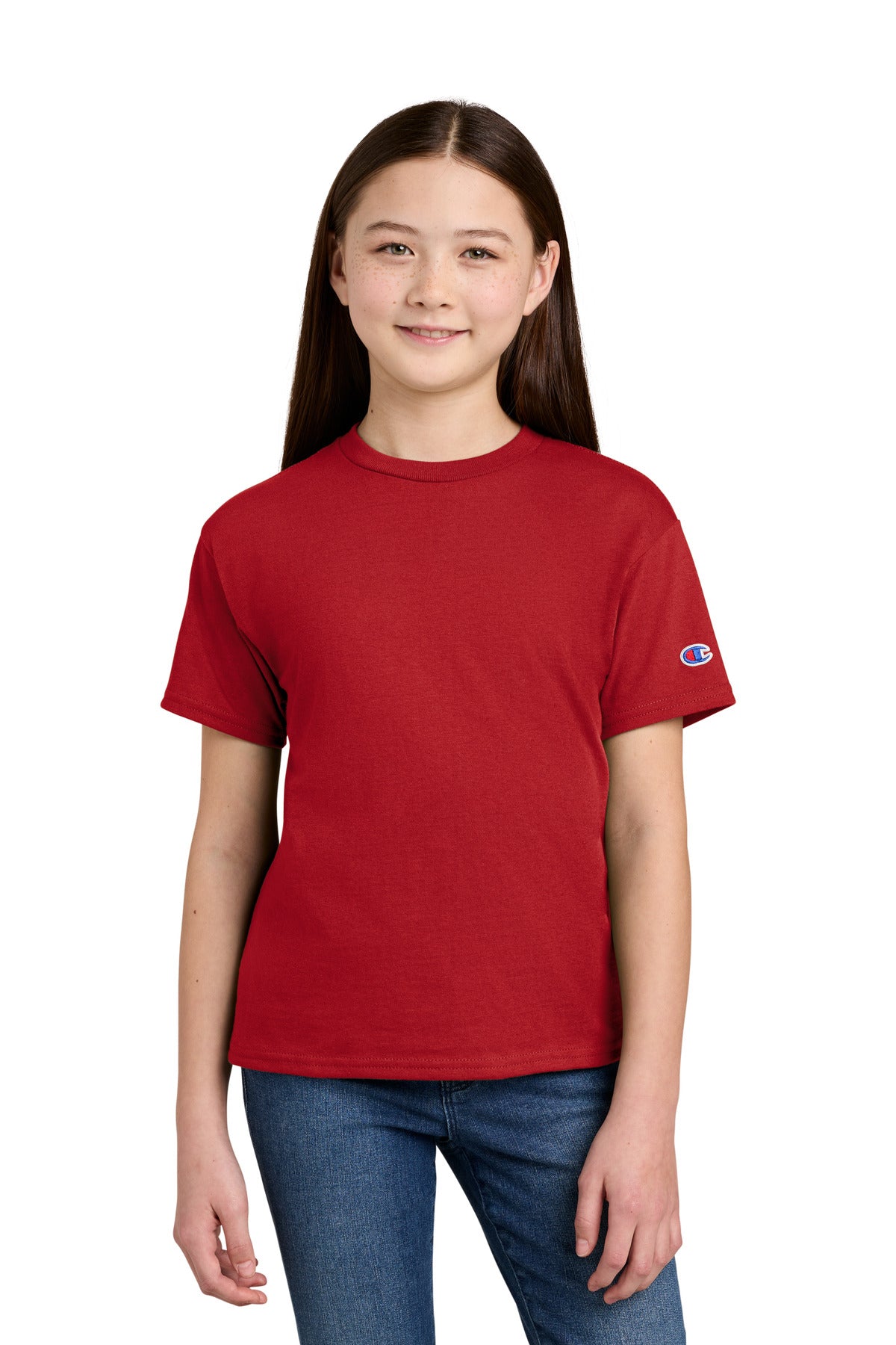 Champion Youth Jersey Short Sleeve Tee CH1081 in Red