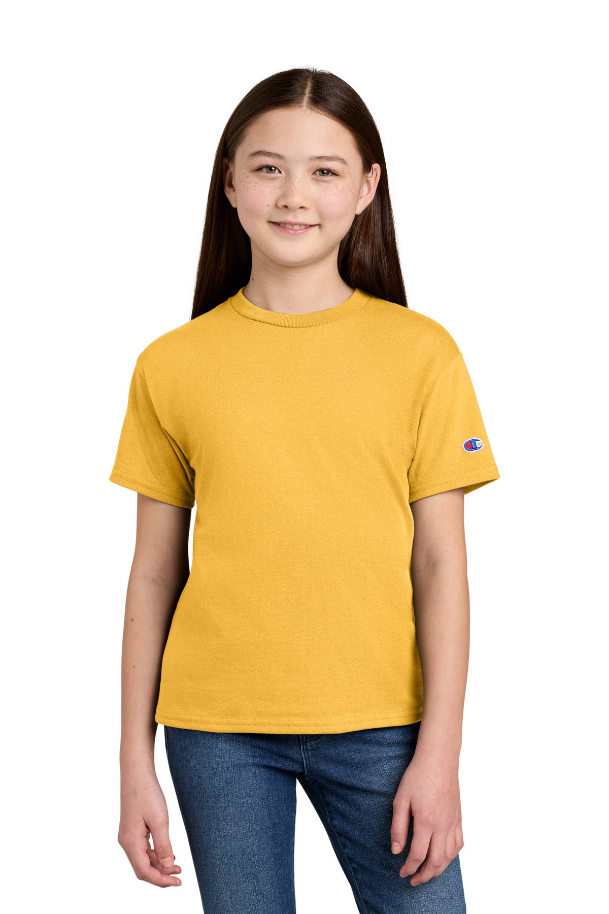 Champion Youth Jersey Short Sleeve Tee CH1081 in Yellow Cab