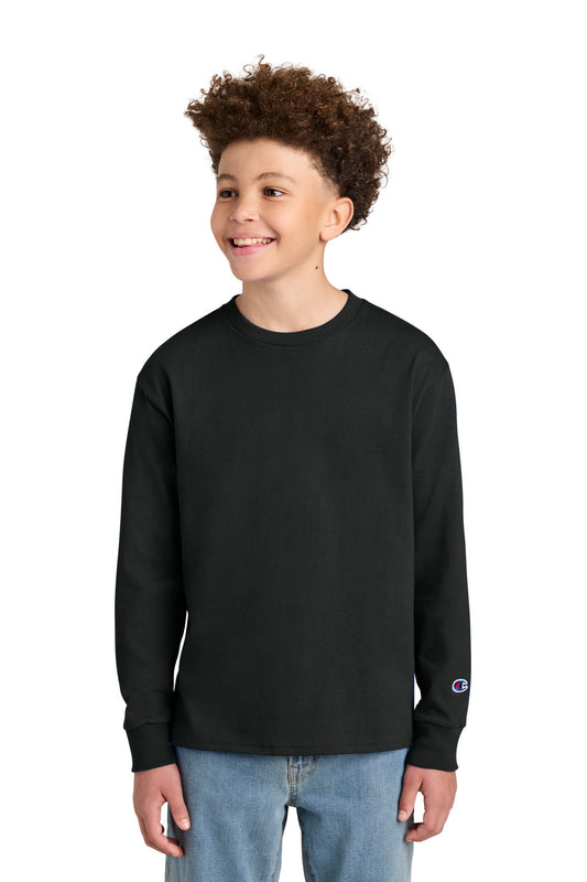 Champion Youth Jersey Long Sleeve Tee CH1751 in Black