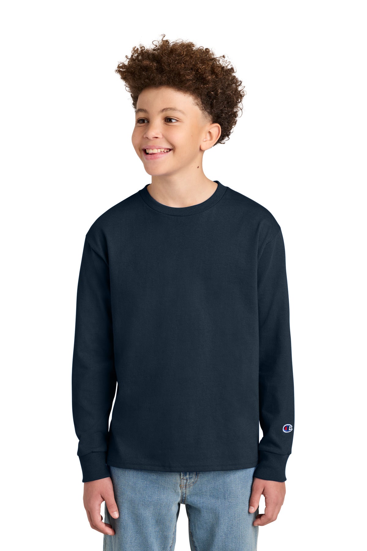 Champion Youth Jersey Long Sleeve Tee CH1751 in Navy