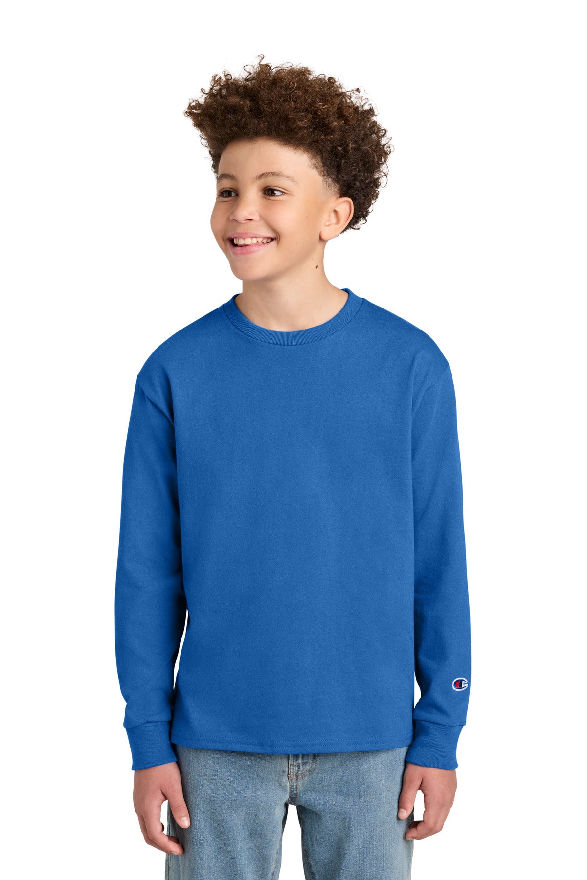 Champion Youth Jersey Long Sleeve Tee CH1751 in Royal Blue