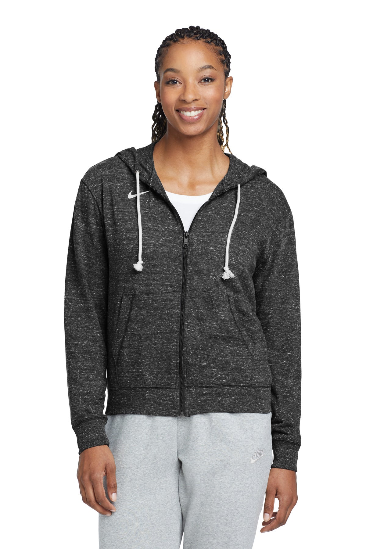 Nike Women's Gym Vintage Full-Zip Hoodie CN9402 in Team Black