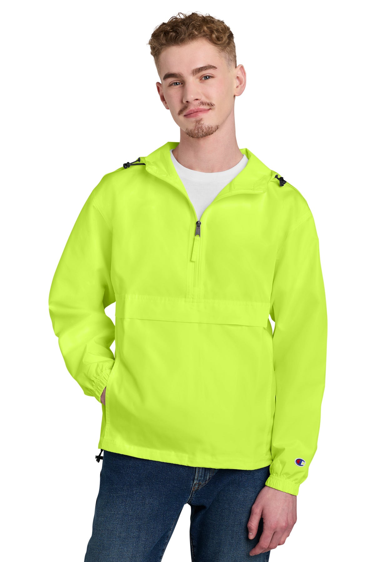 Champion Packable Anorak Jacket CO200 in Safety Green