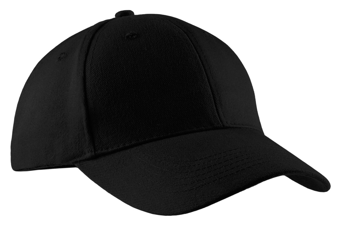 Port Authority Brushed Twill Cap.  CP82 in Black