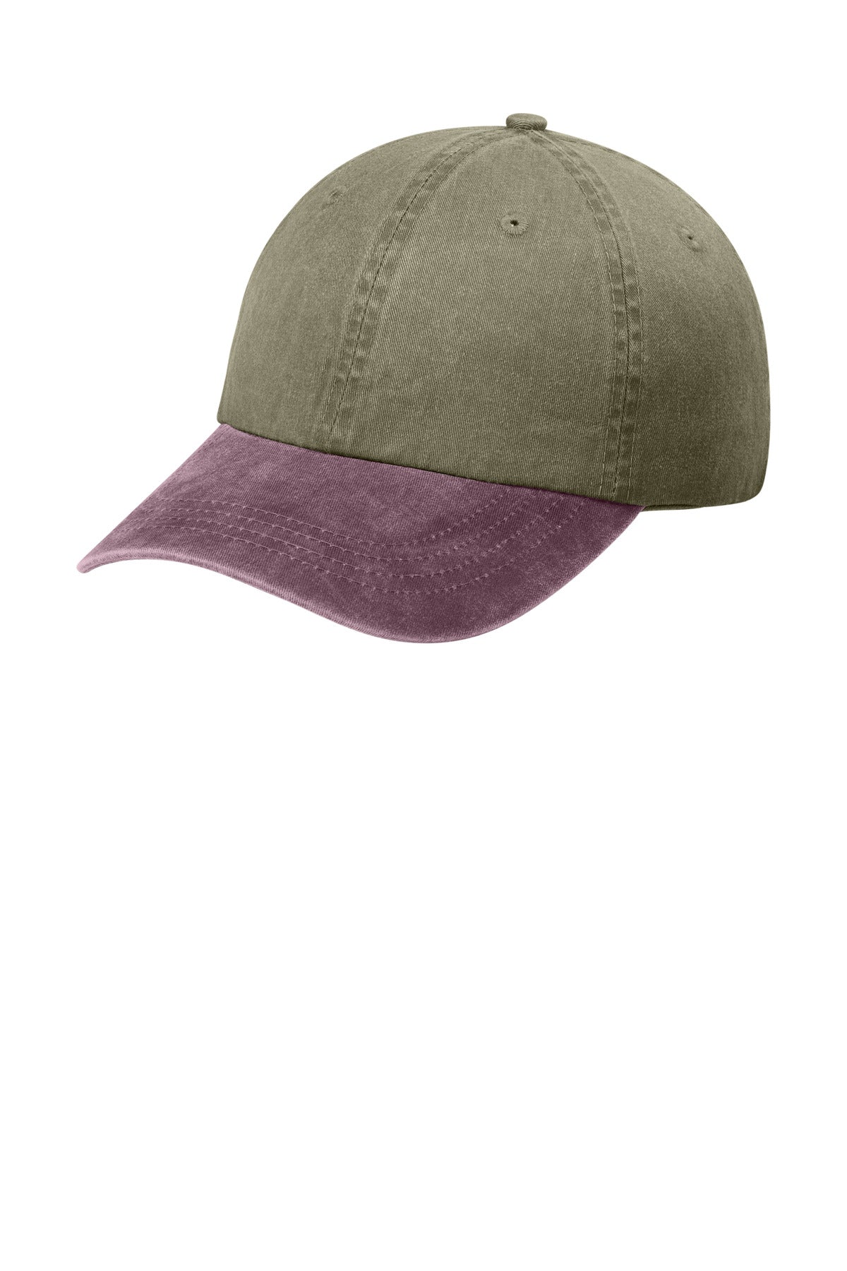 Port Authority Two-Tone Pigment-Dyed Cap.  CP83 in Khaki/ Maroon