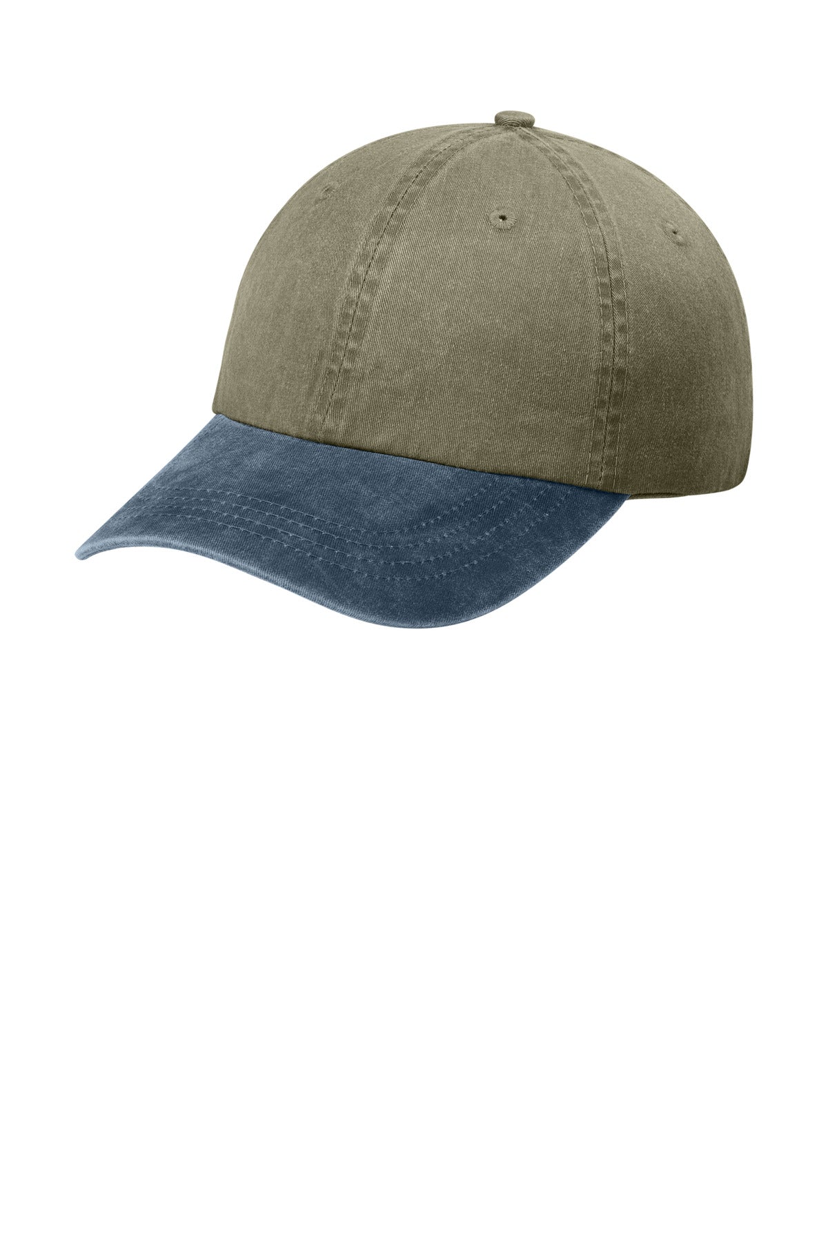 Port Authority Two-Tone Pigment-Dyed Cap.  CP83 in Khaki/ Navy