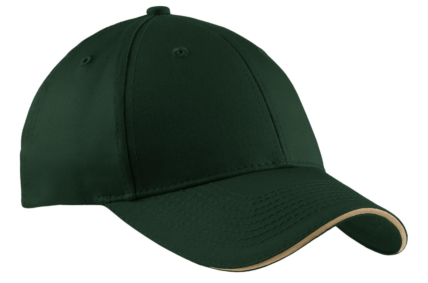Port Authority Cotton Twill Sandwich Bill Cap.  CP85 in Hunter/ Khaki
