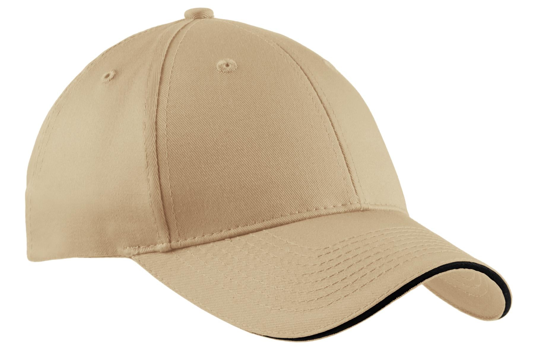Port Authority Cotton Twill Sandwich Bill Cap.  CP85 in Stone/ Black