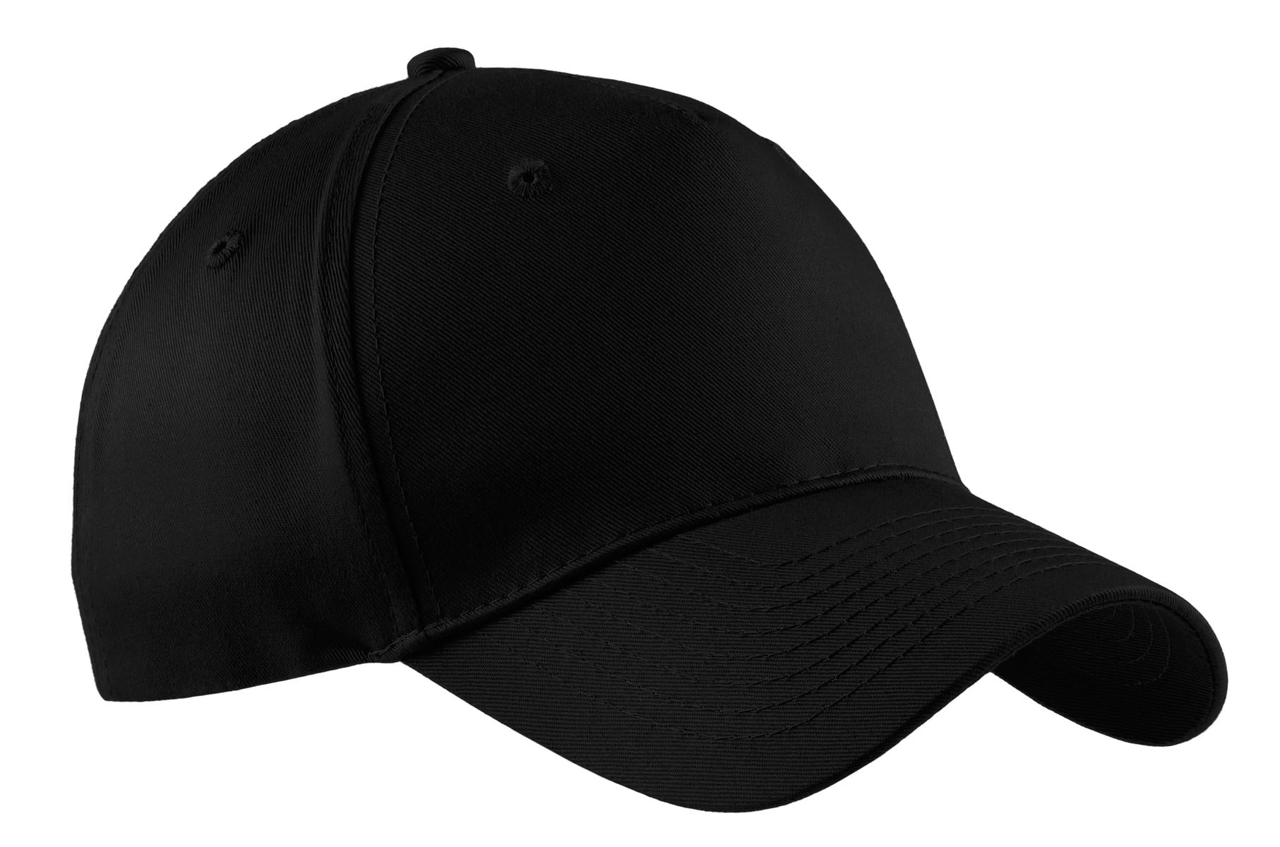 Port Authority Five-Panel Twill Cap.  CP86 in Black