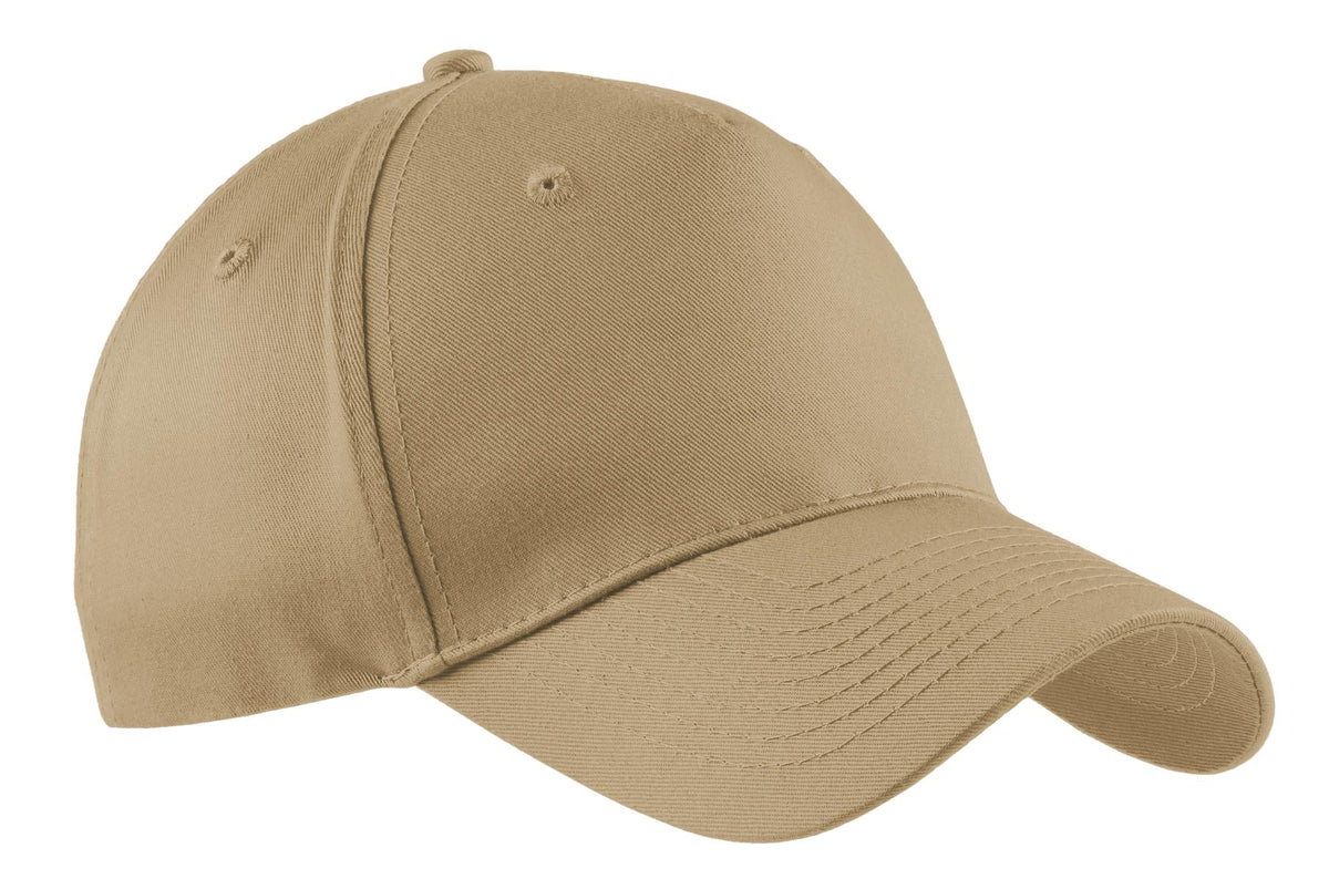 Port Authority Five-Panel Twill Cap.  CP86 in Khaki