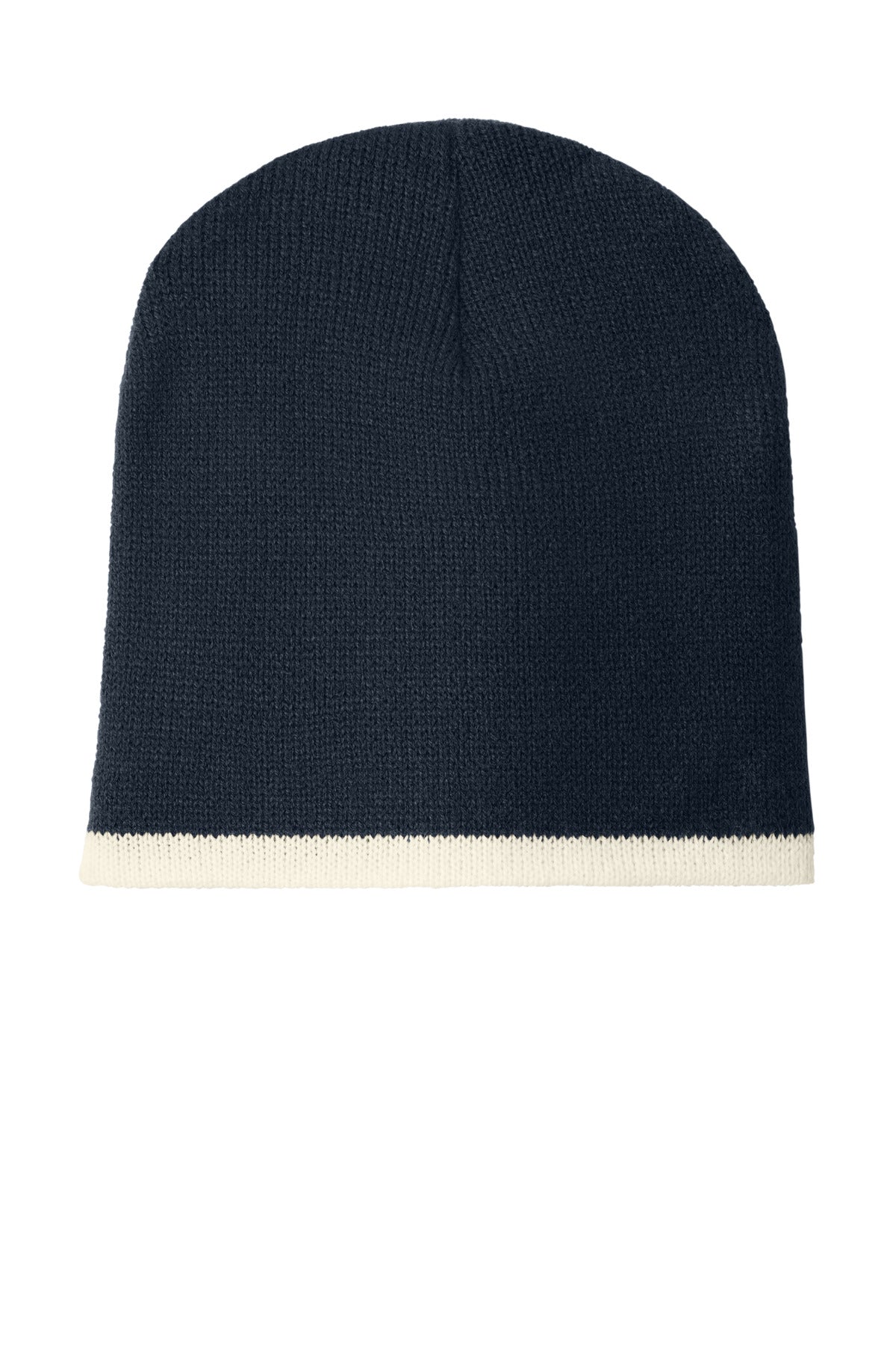 Port Authority Beanie Cap.  CP91 in Navy/ Natural