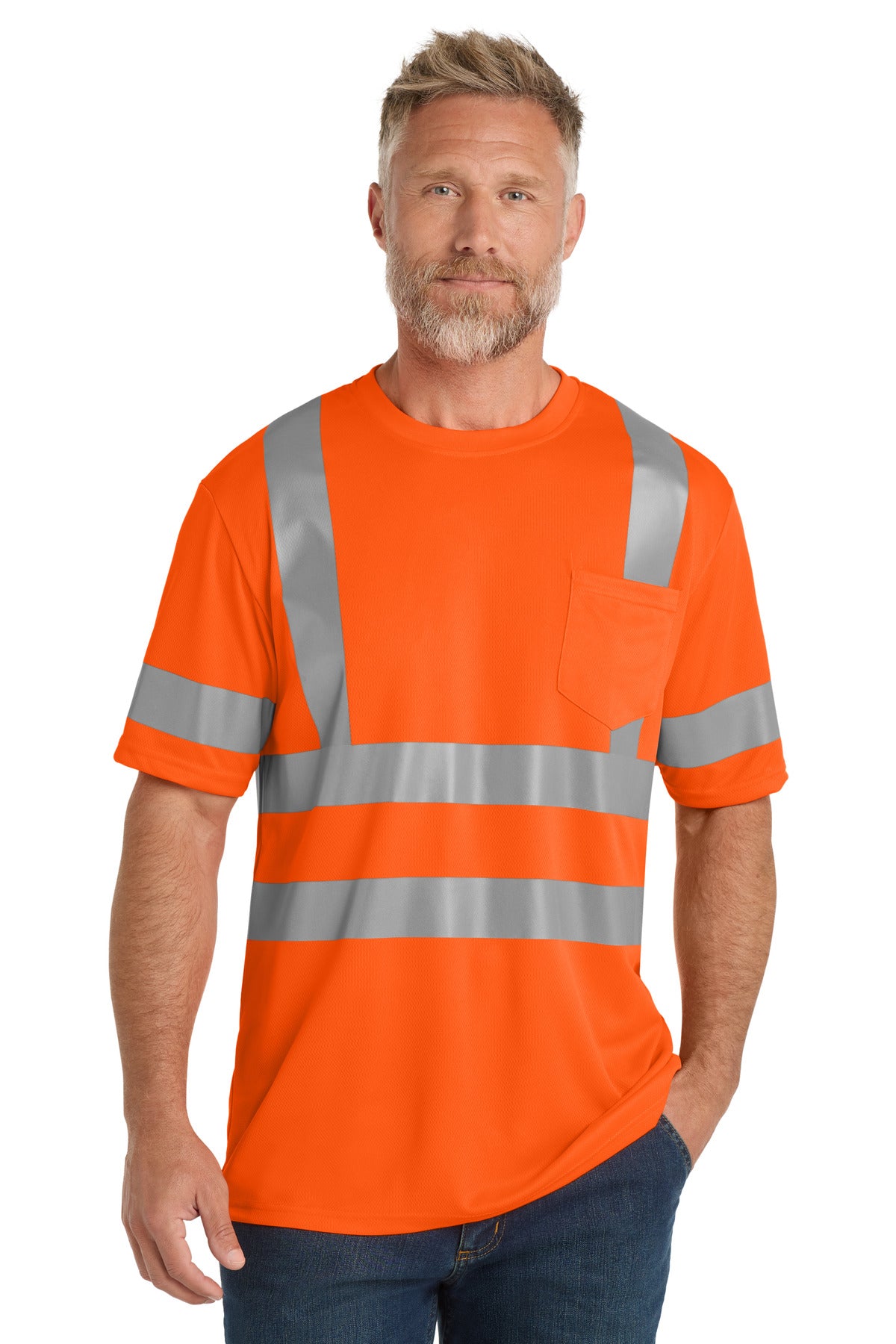 CornerStone  ANSI 107 Class 3 Mesh Tee. CS202 in Safety Orange