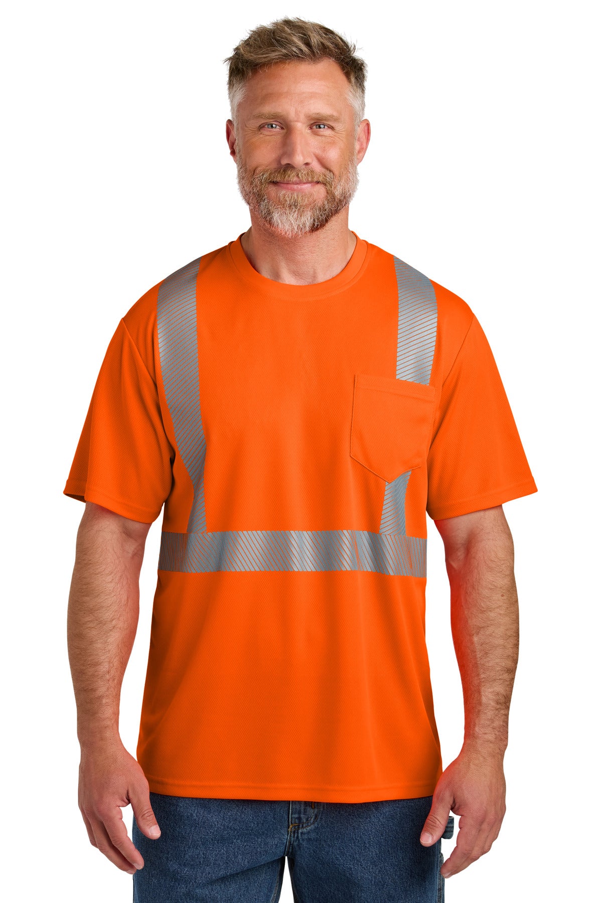 CornerStone ANSI 107 Class 2 Segmented Tape Tee CS204 in Safety Orange