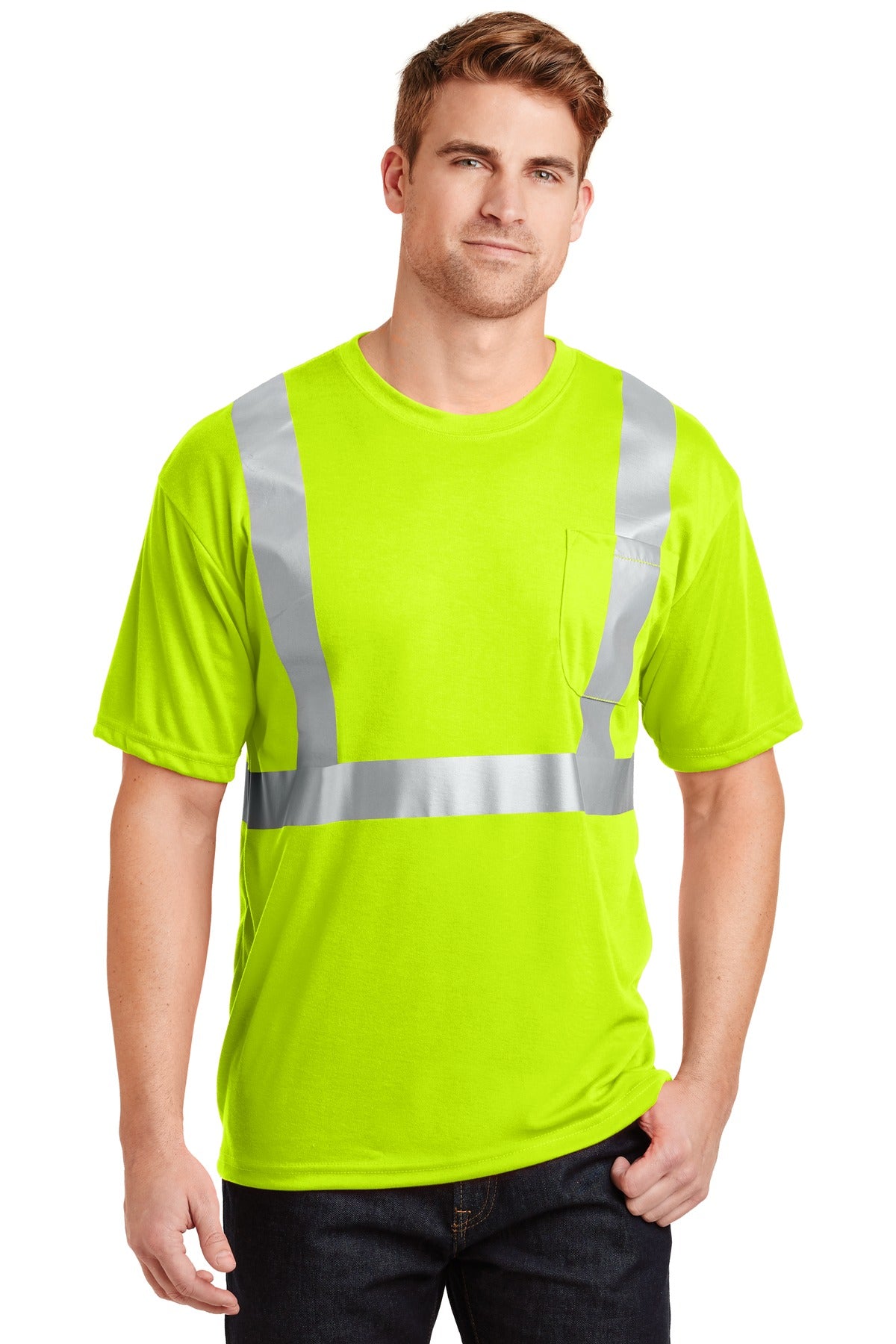 CornerStone - ANSI 107 Class 2 Safety T-Shirt.  CS401 in Safety Yellow/ Reflective