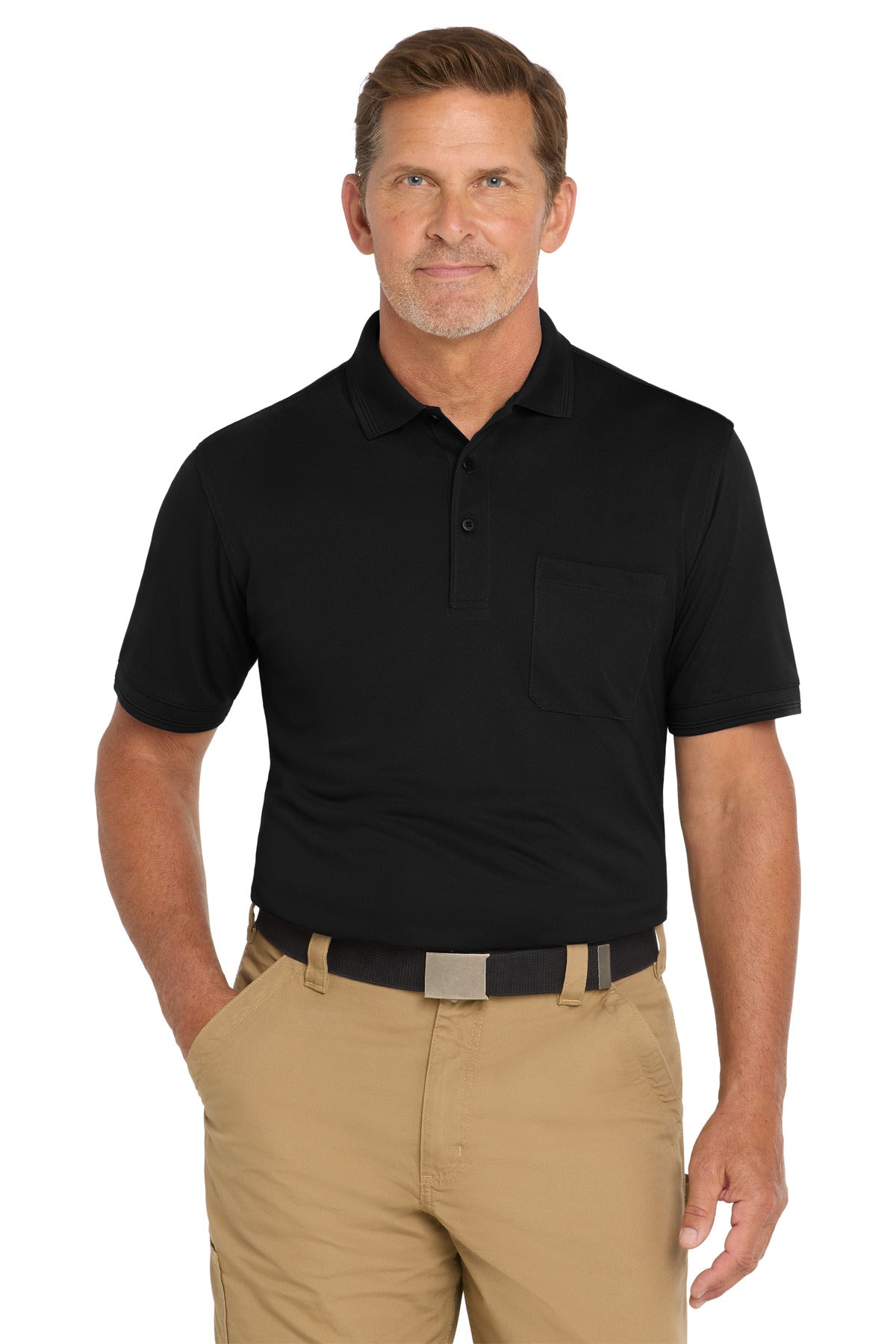 CornerStone  Industrial Snag-Proof Pique Pocket Polo. CS4020P in Black