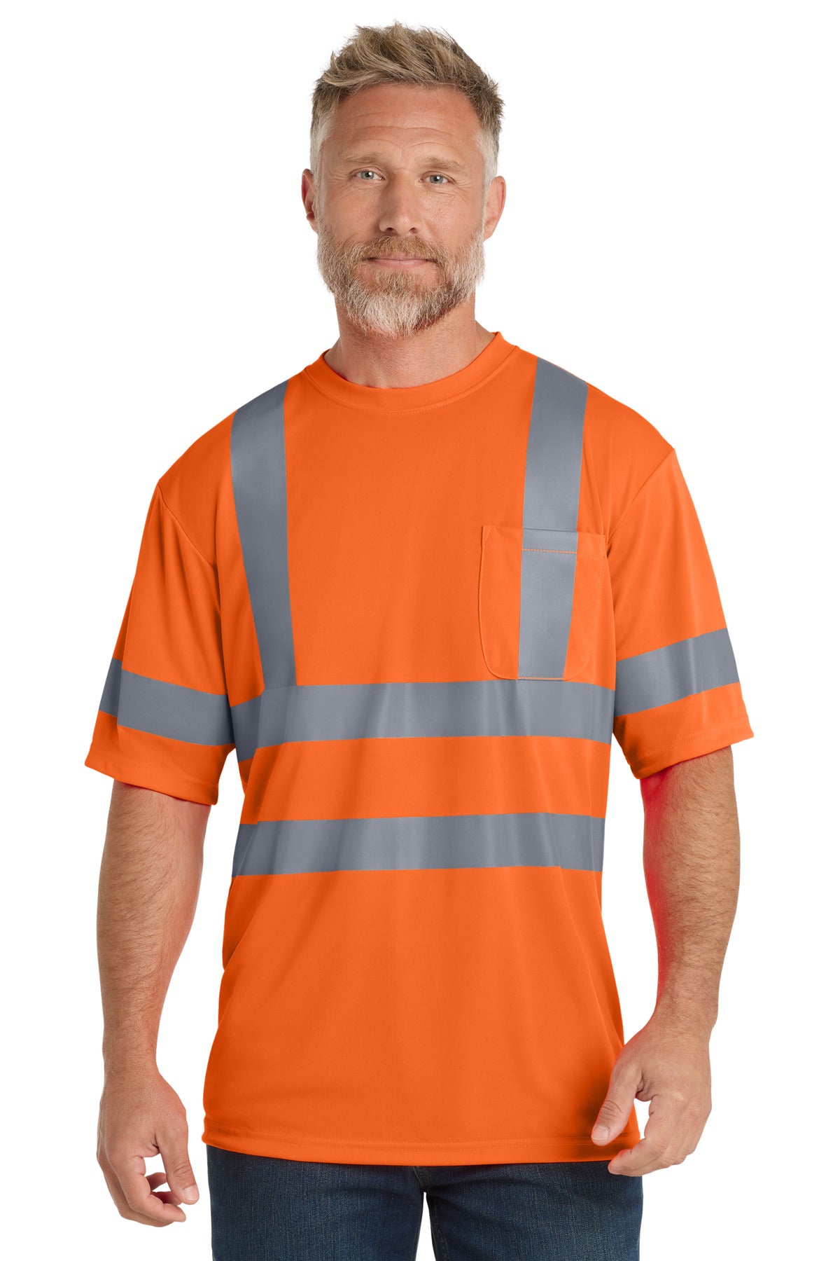 CornerStone - ANSI 107 Class 3 Short Sleeve Snag-Resistant Reflective T-Shirt. CS408 in Safety Orange