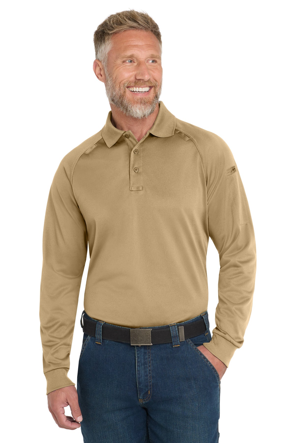 CornerStone - Select Long Sleeve Snag-Proof Tactical Polo. CS410LS in Tan