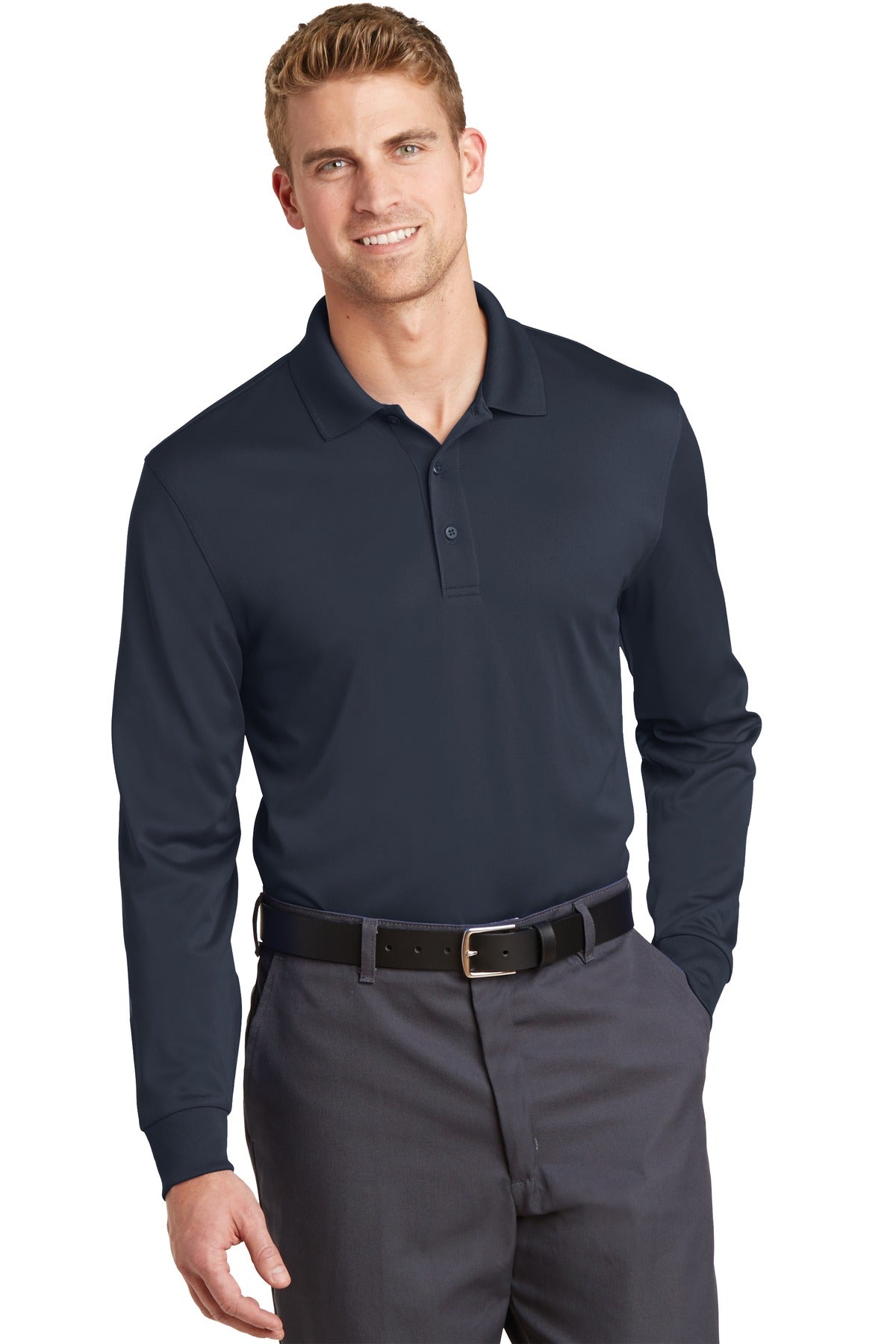 CornerStone Select Snag-Proof Long Sleeve Polo. CS412LS in Dark Navy