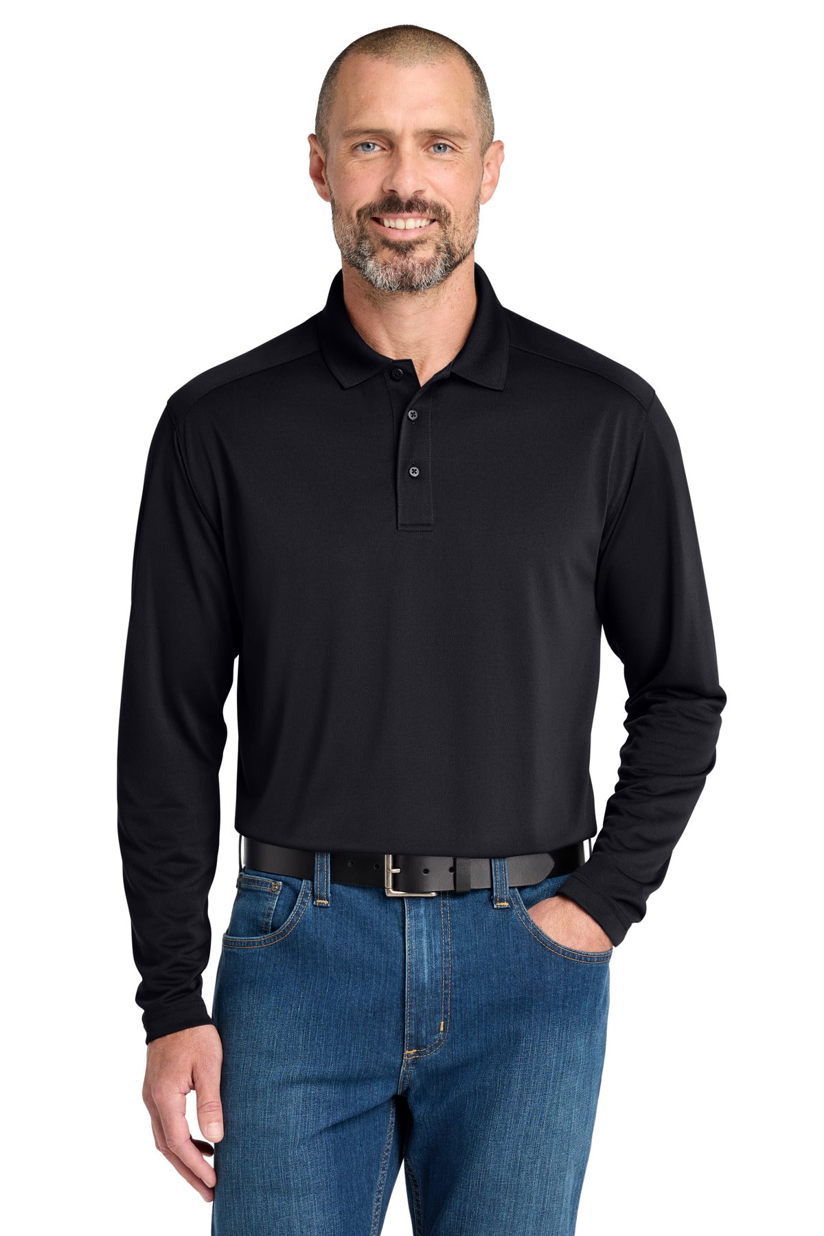 CornerStone Select Lightweight Snag-Proof Long Sleeve Polo CS418LS in Dark Navy