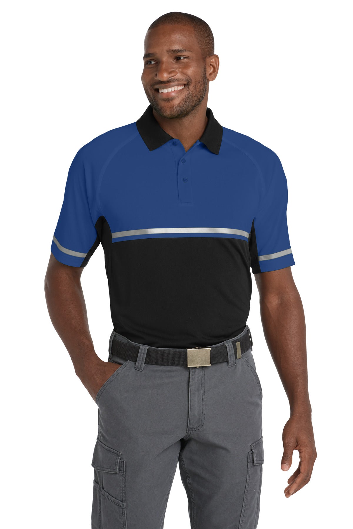 CornerStone  Select Lightweight Snag-Proof Enhanced Visibility Polo CS423 in Royal/ Black
