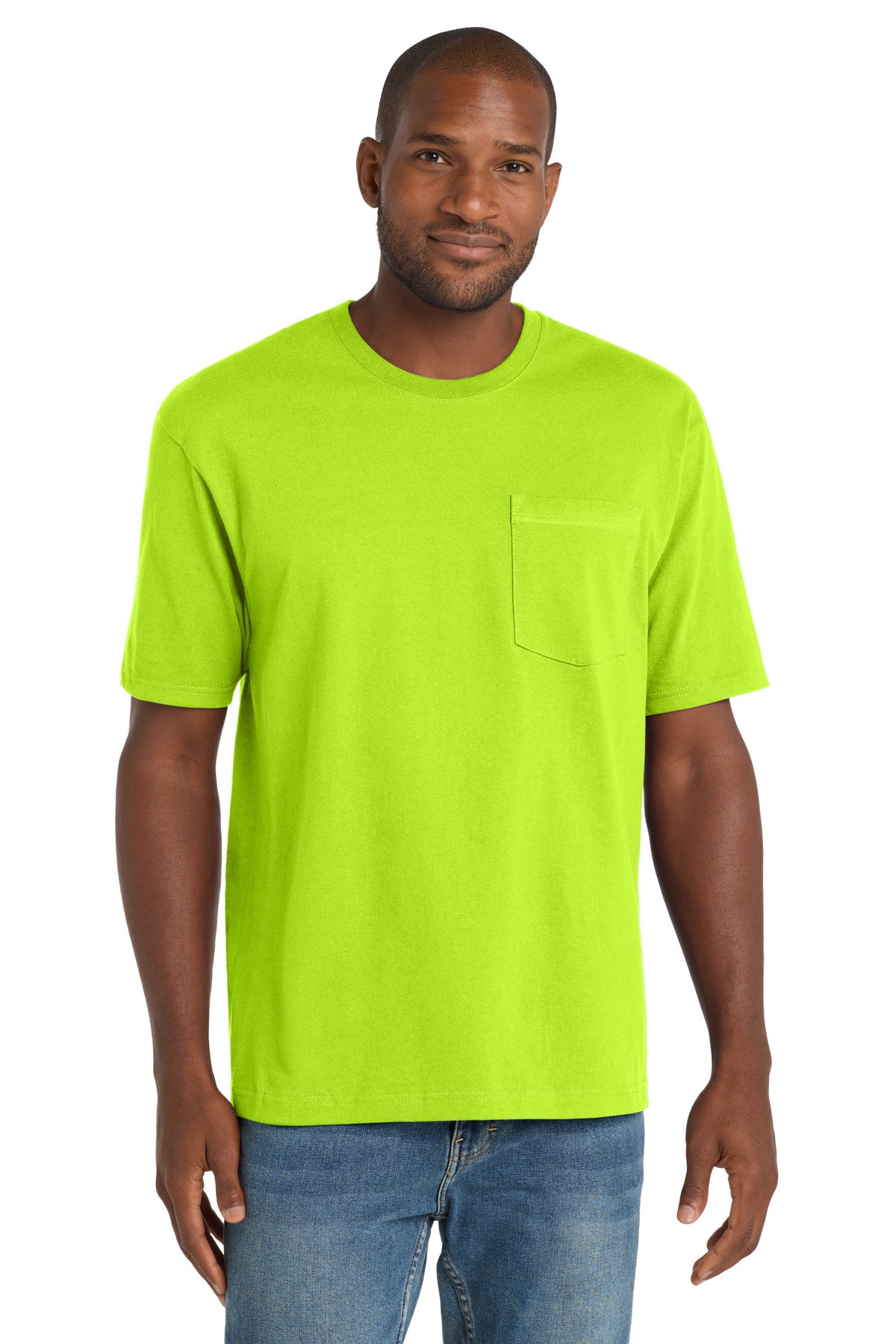 CornerStone  Workwear Pocket Tee CS430 in Safety Green