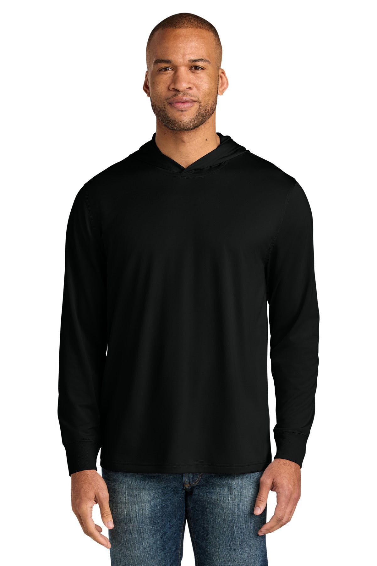 CornerStone Workwear Pro Long Sleeve Hooded Tee CS440LSH in Black
