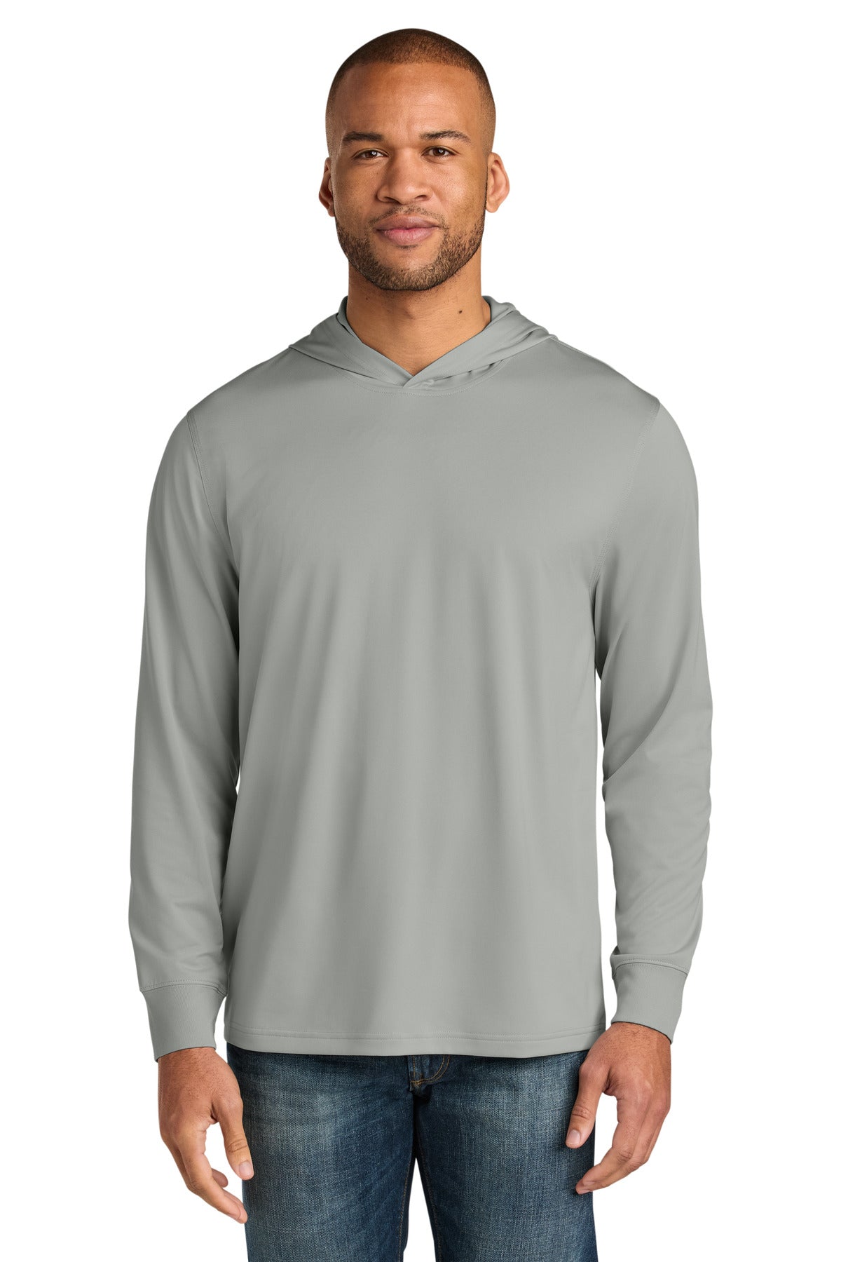 CornerStone Workwear Pro Long Sleeve Hooded Tee CS440LSH in Light Grey