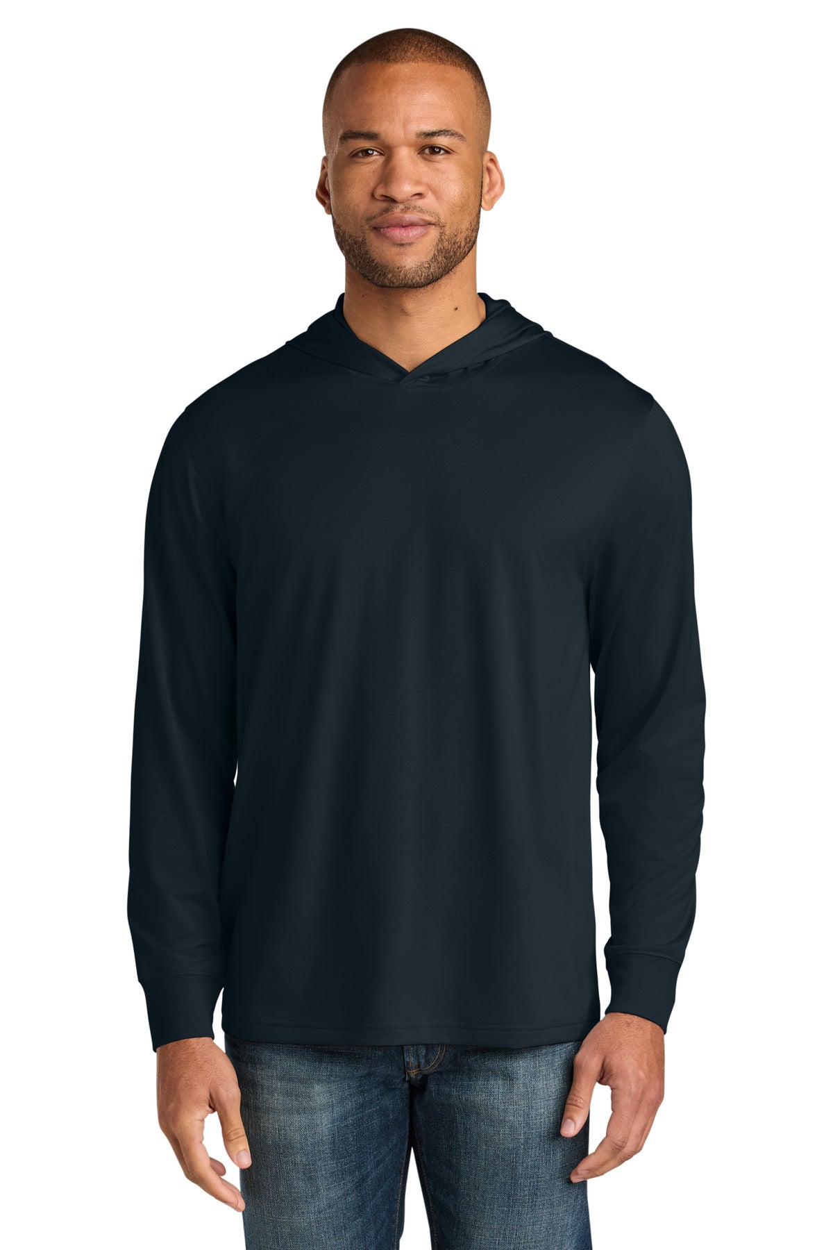 CornerStone Workwear Pro Long Sleeve Hooded Tee CS440LSH in Navy