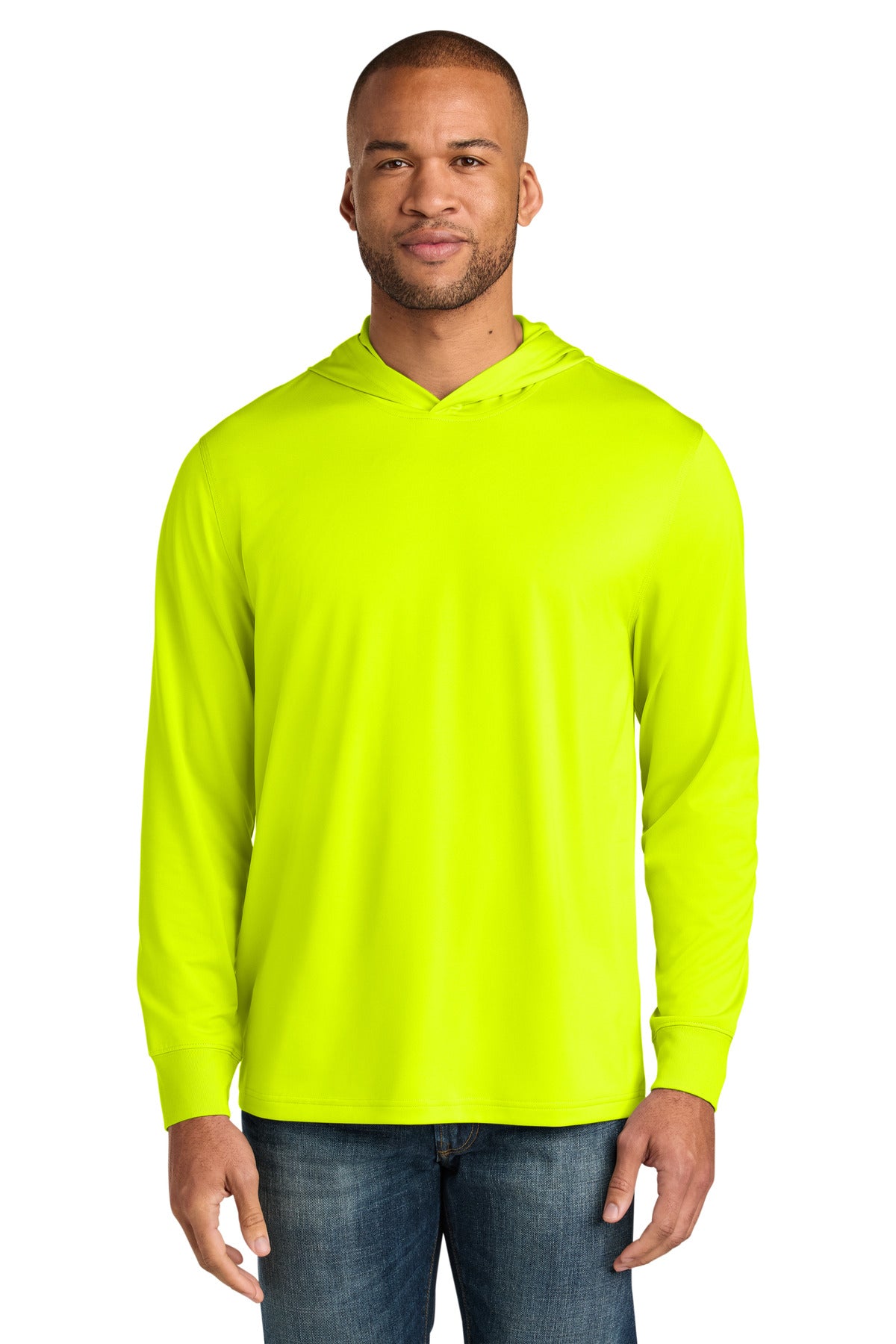 CornerStone Workwear Pro Long Sleeve Hooded Tee CS440LSH in Safety Yellow