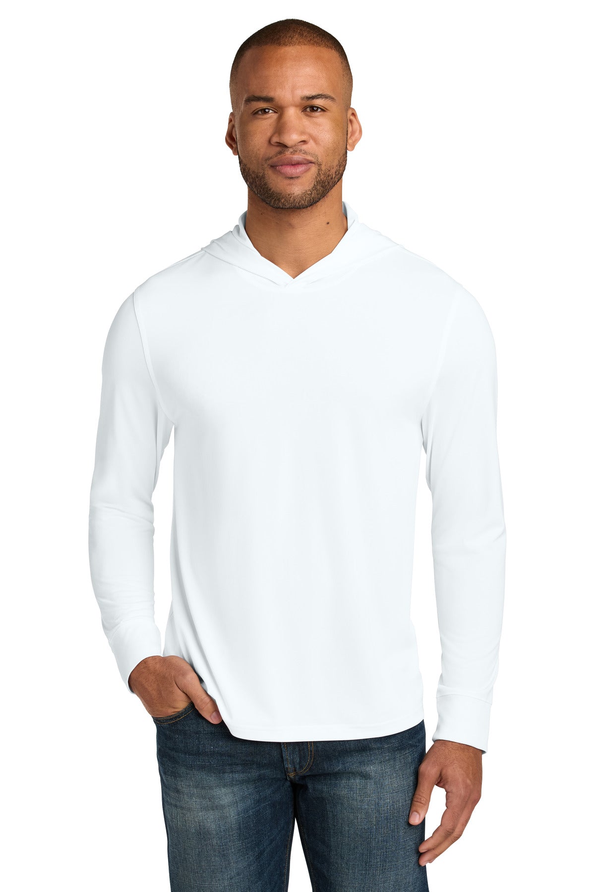 CornerStone Workwear Pro Long Sleeve Hooded Tee CS440LSH in White