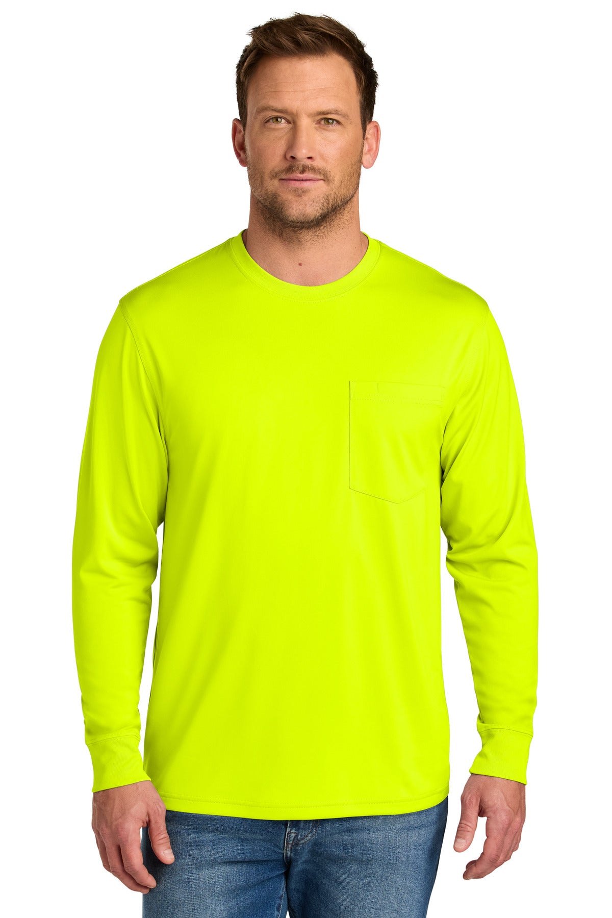 CornerStone Workwear Pro Long Sleeve Pocket Tee CS440LSP in Safety Yellow