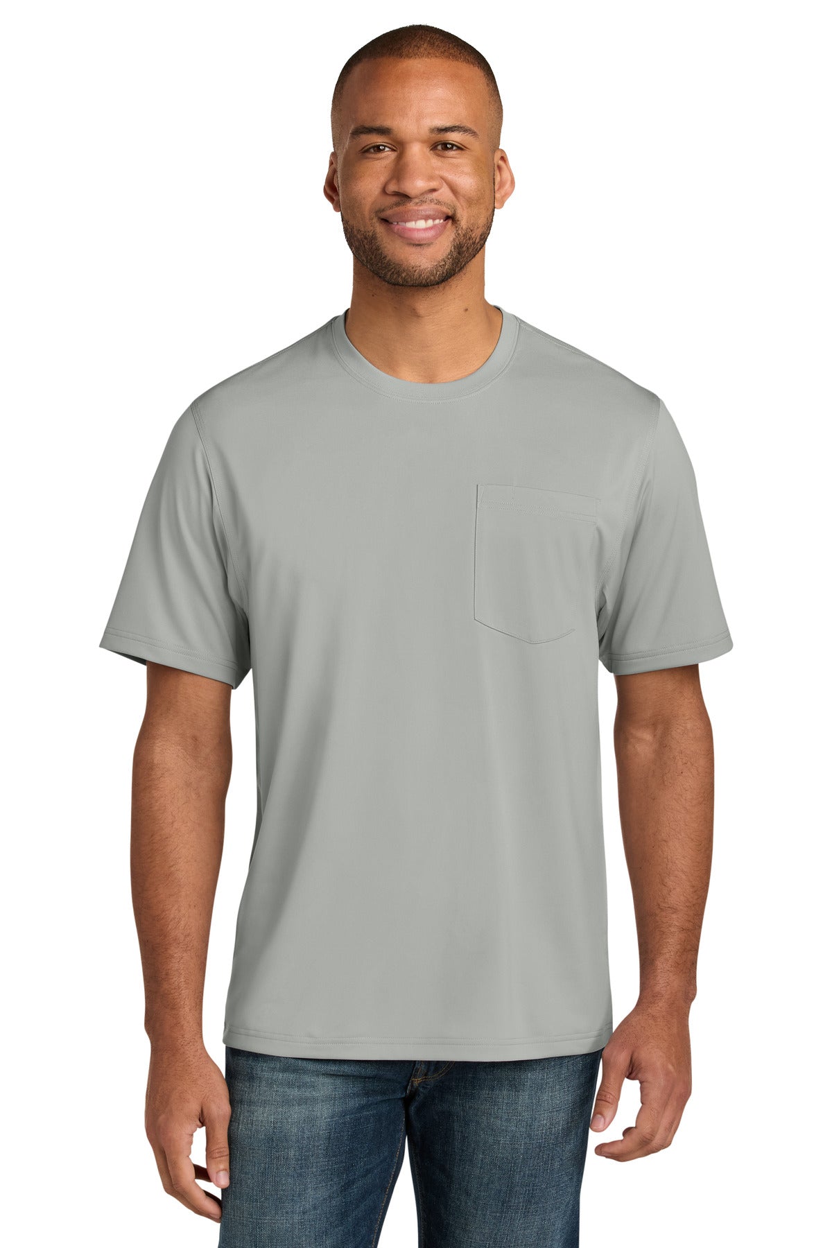 CornerStone Workwear Pro Short Sleeve Pocket Tee CS440P in Light Grey