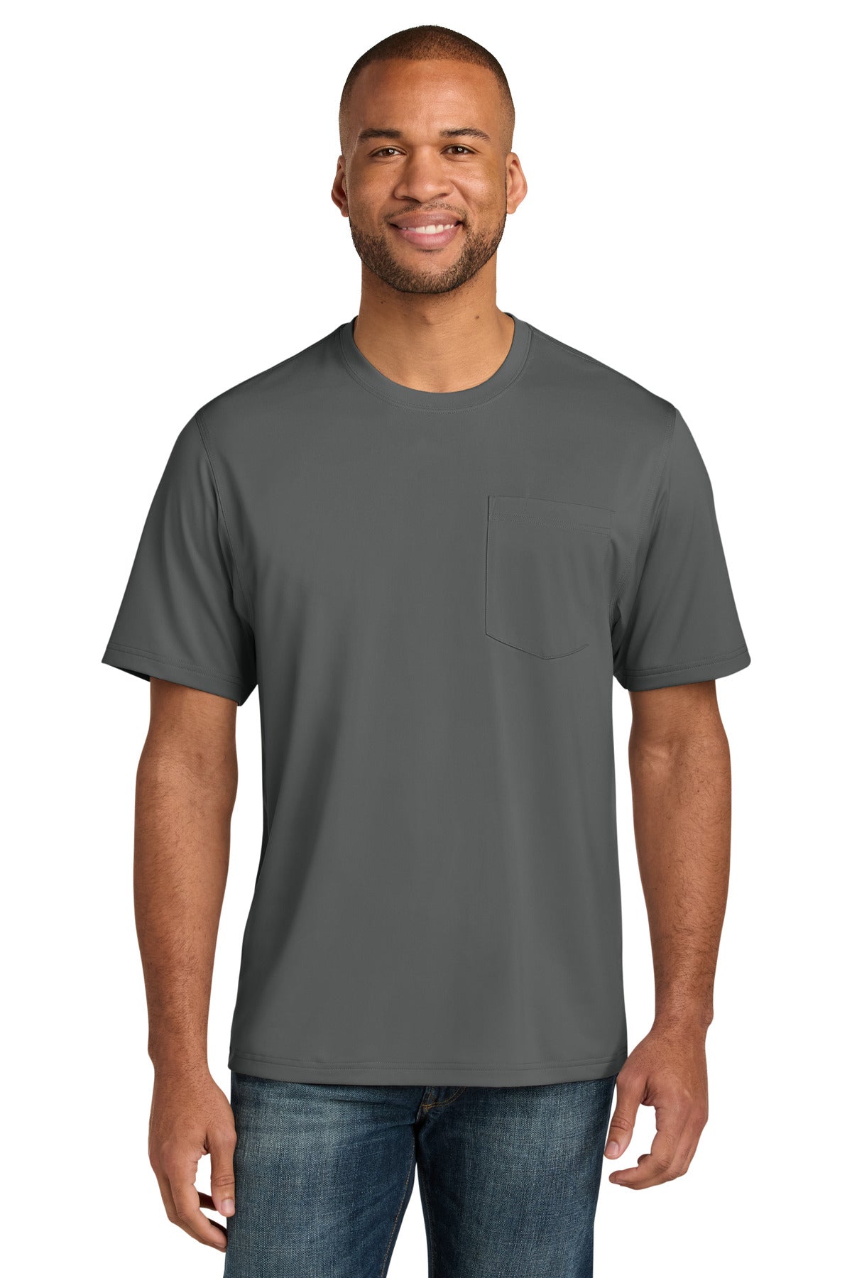 CornerStone Workwear Pro Short Sleeve Pocket Tee CS440P in Metal Grey