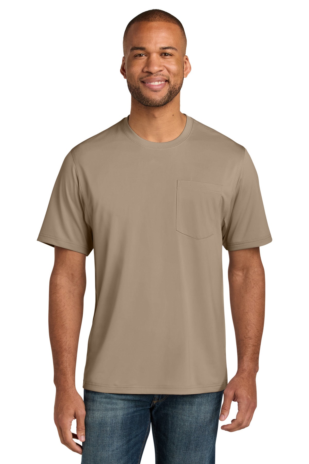CornerStone Workwear Pro Short Sleeve Pocket Tee CS440P in Silver Tan