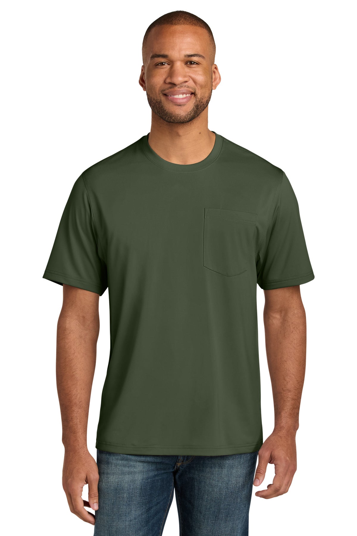CornerStone Workwear Pro Short Sleeve Pocket Tee CS440P in Tactical Green
