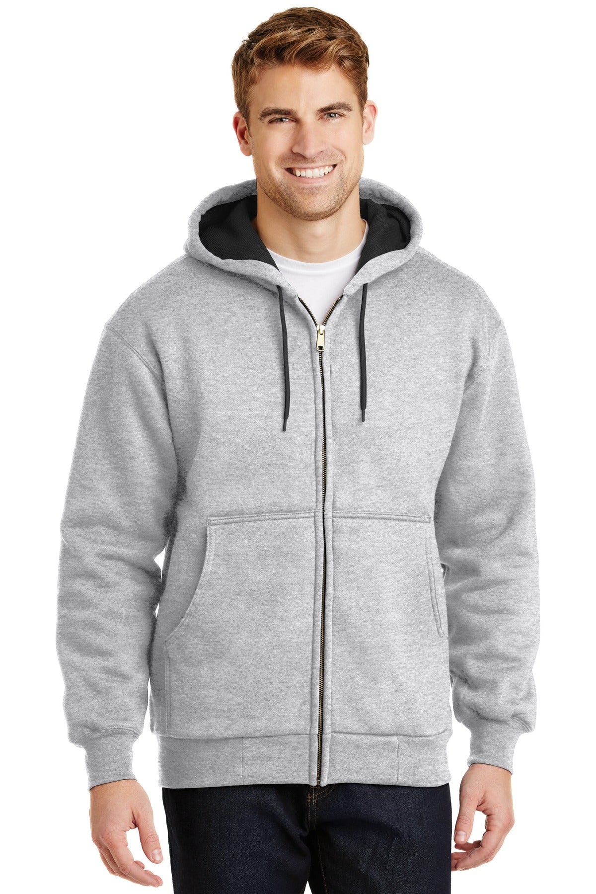 CornerStone - Heavyweight Full-Zip Hooded Sweatshirt with Thermal Lining.  CS620 in Athletic Heather